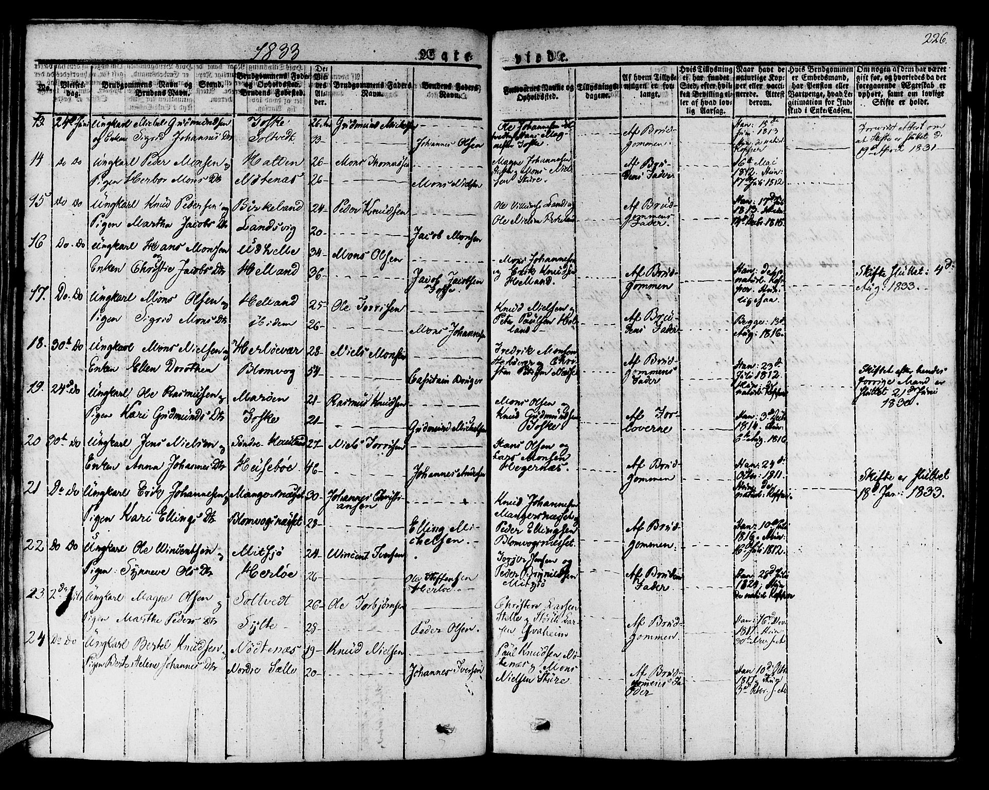 Manger sokneprestembete, AV/SAB-A-76801/H/Haa: Parish register (official) no. A 4, 1824-1838, p. 226