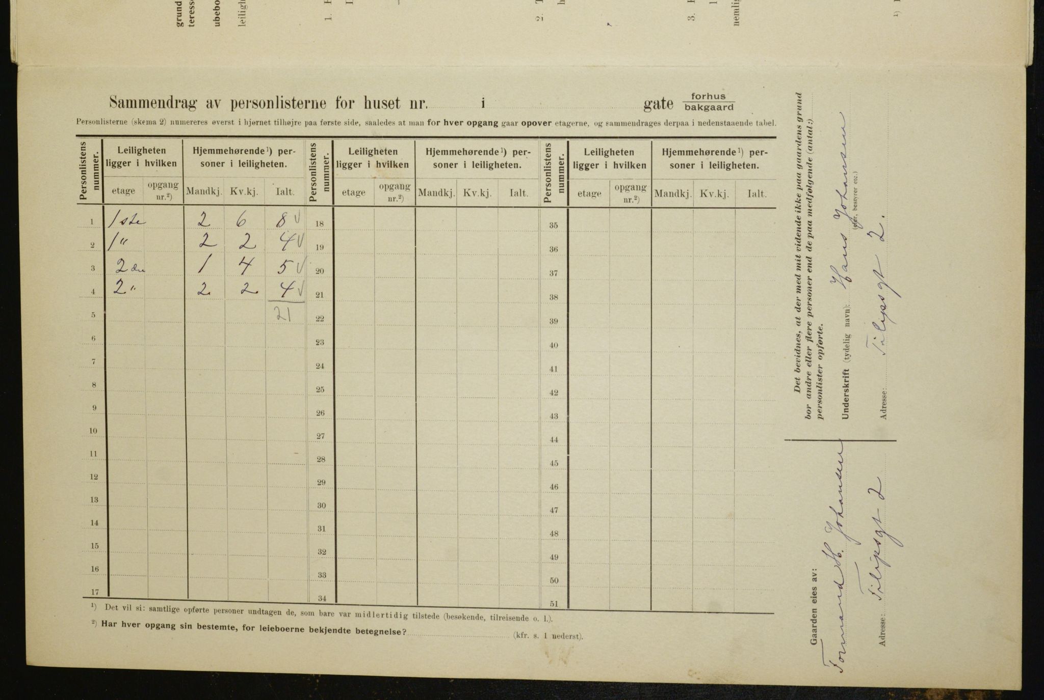 OBA, Municipal Census 1910 for Kristiania, 1910, p. 22761