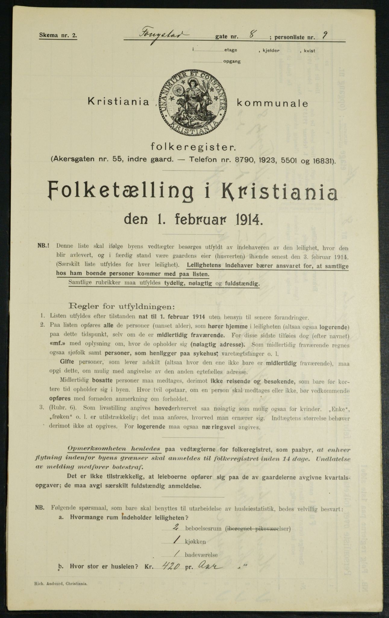 OBA, Municipal Census 1914 for Kristiania, 1914, p. 25455