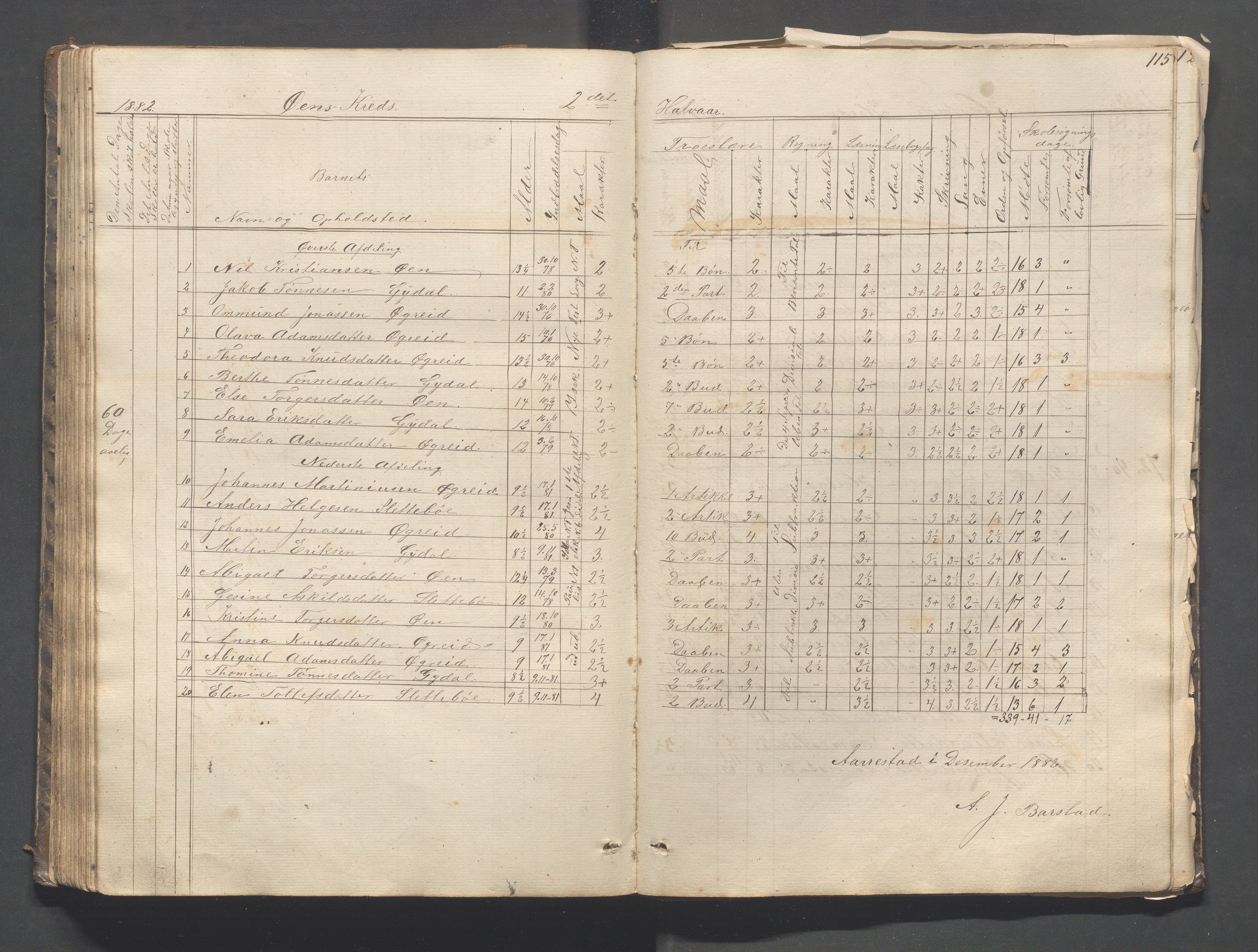 Helleland kommune - Skolekommisjonen/skolestyret, IKAR/K-100486/H/L0003: Skoleprotokoll - Nordre distrikt, 1858-1888, p. 115