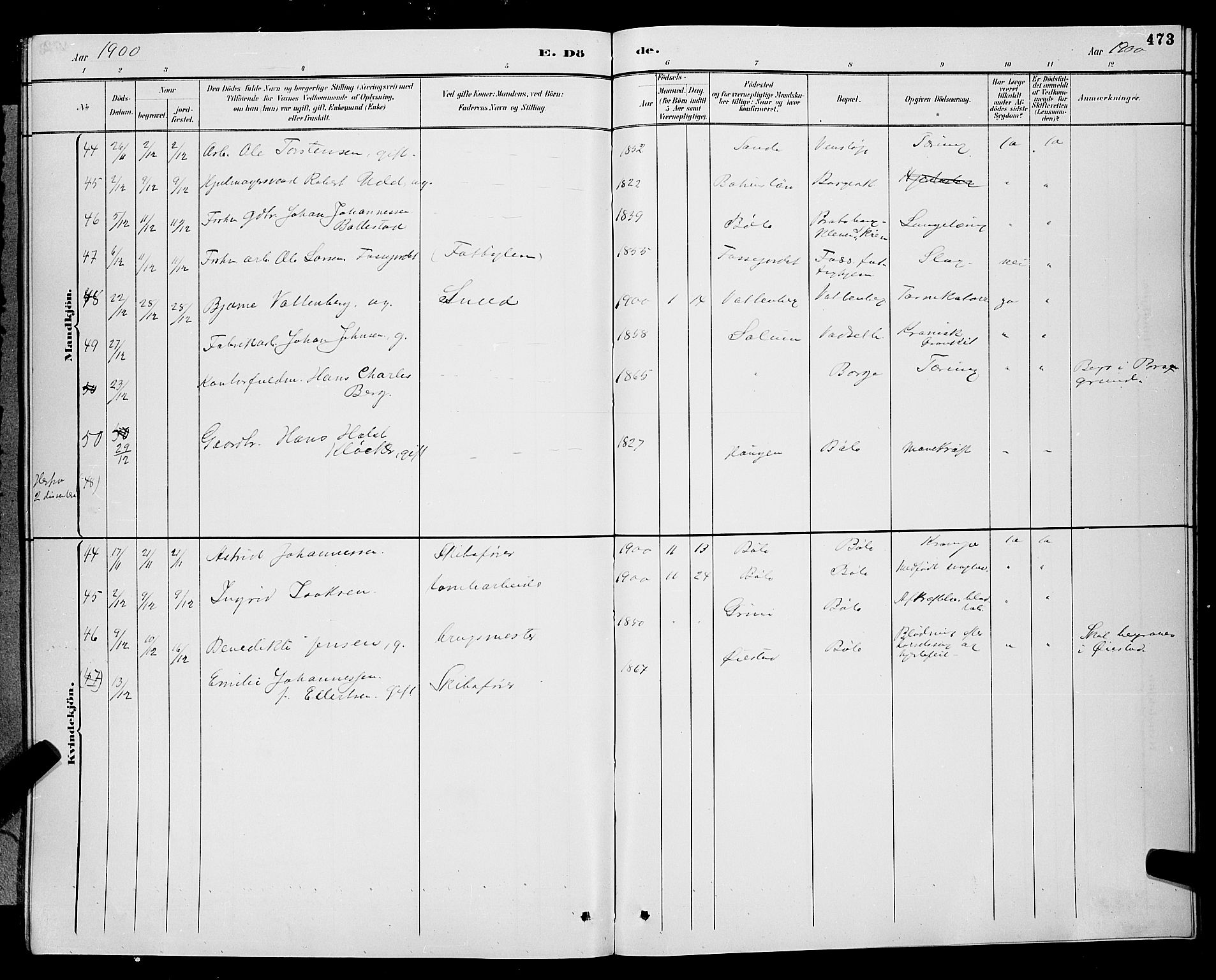 Gjerpen kirkebøker, AV/SAKO-A-265/G/Ga/L0002: Parish register (copy) no. I 2, 1883-1900, p. 473