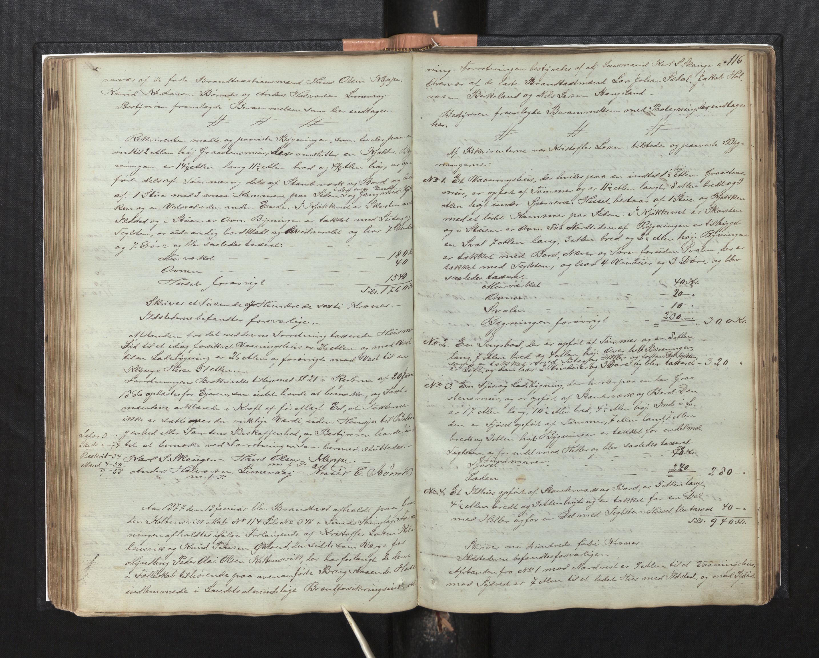 Lensmannen i Sund og Austevoll, AV/SAB-A-35201/0012/L0001: Branntakstprotokoll, 1846-1887, p. 115b-116a