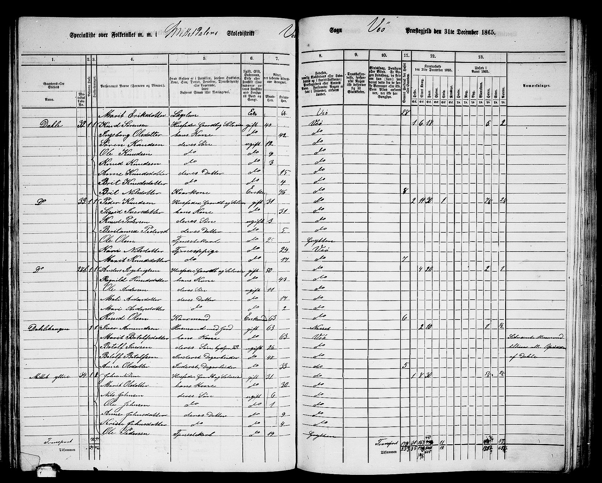 RA, 1865 census for Veøy, 1865, p. 31