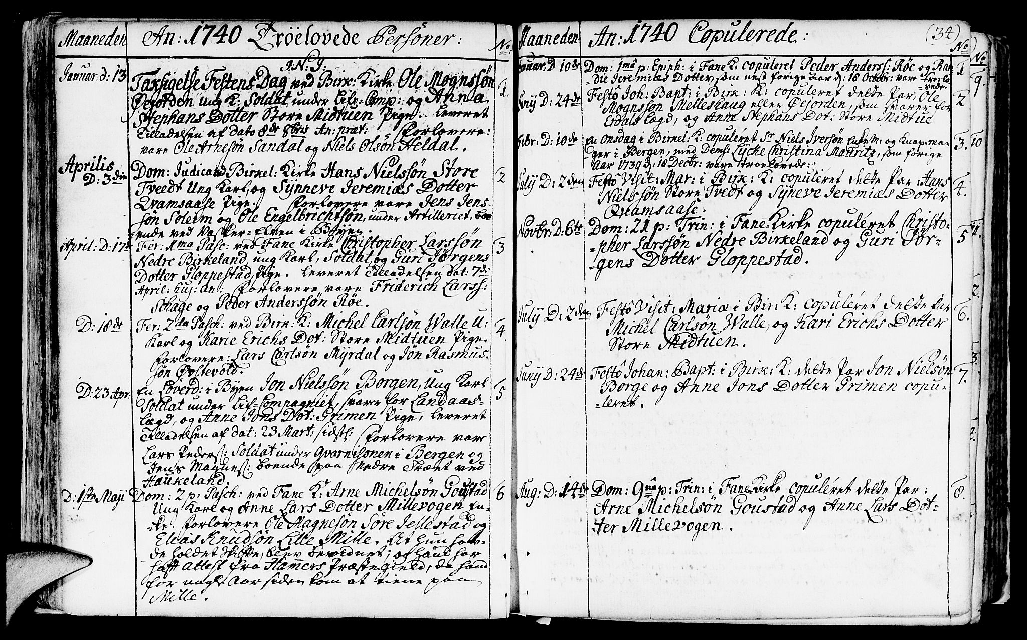 Fana Sokneprestembete, SAB/A-75101/H/Haa/Haaa/L0003: Parish register (official) no. A 3, 1736-1757, p. 34