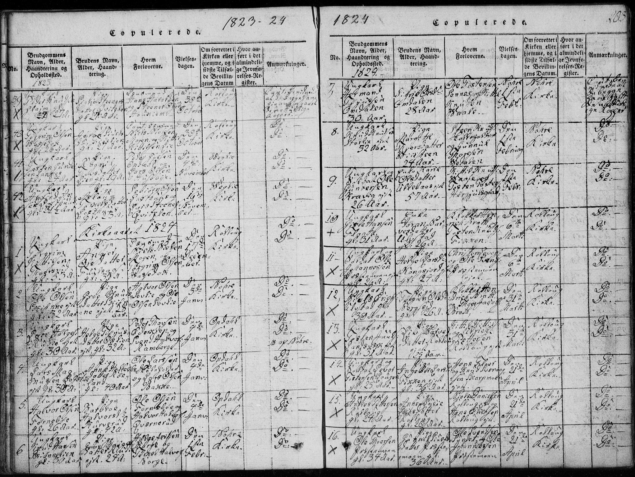 Rollag kirkebøker, SAKO/A-240/G/Ga/L0001: Parish register (copy) no. I 1, 1814-1831, p. 203