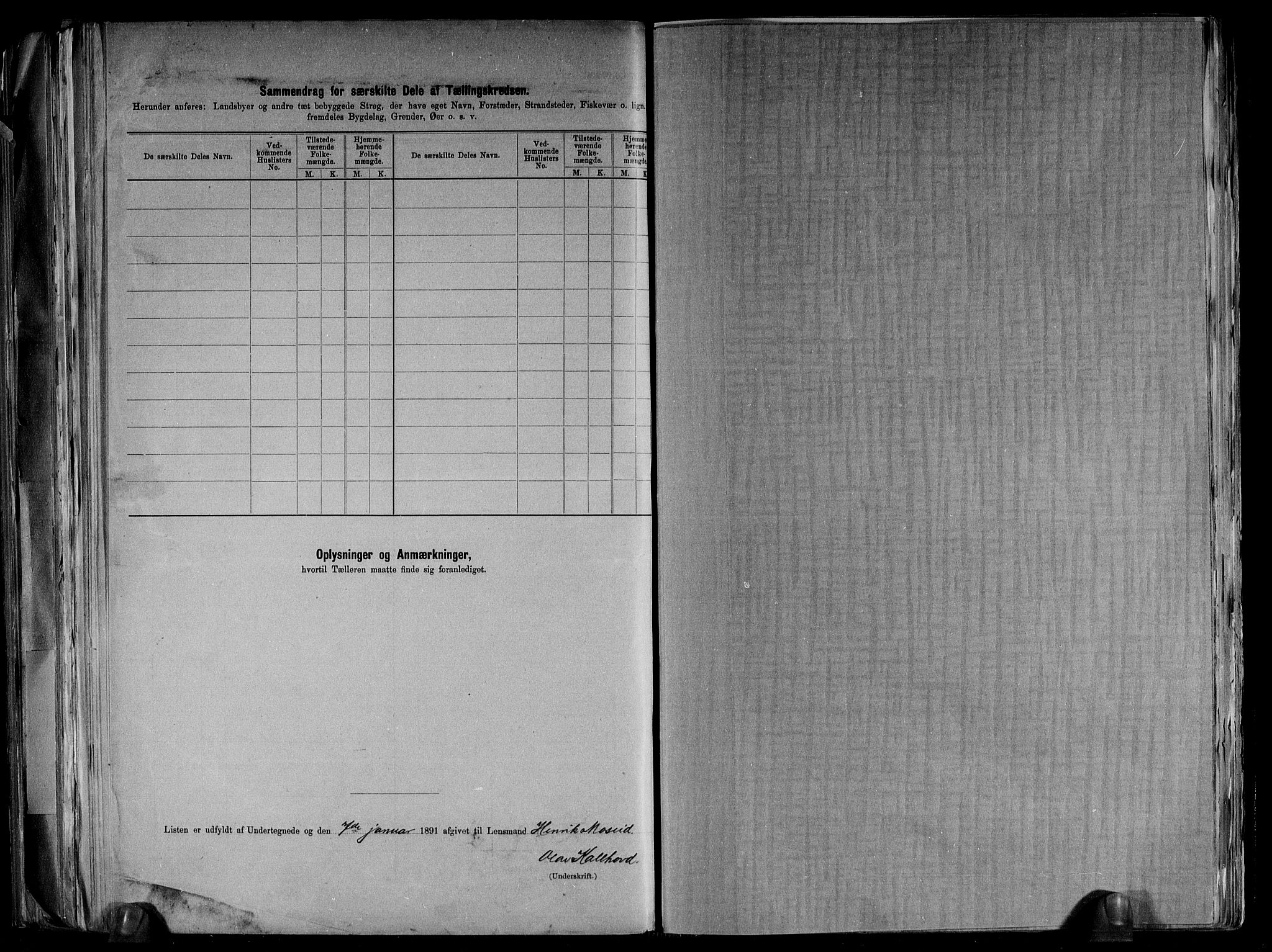 RA, 1891 census for 0936 Hornnes, 1891, p. 14