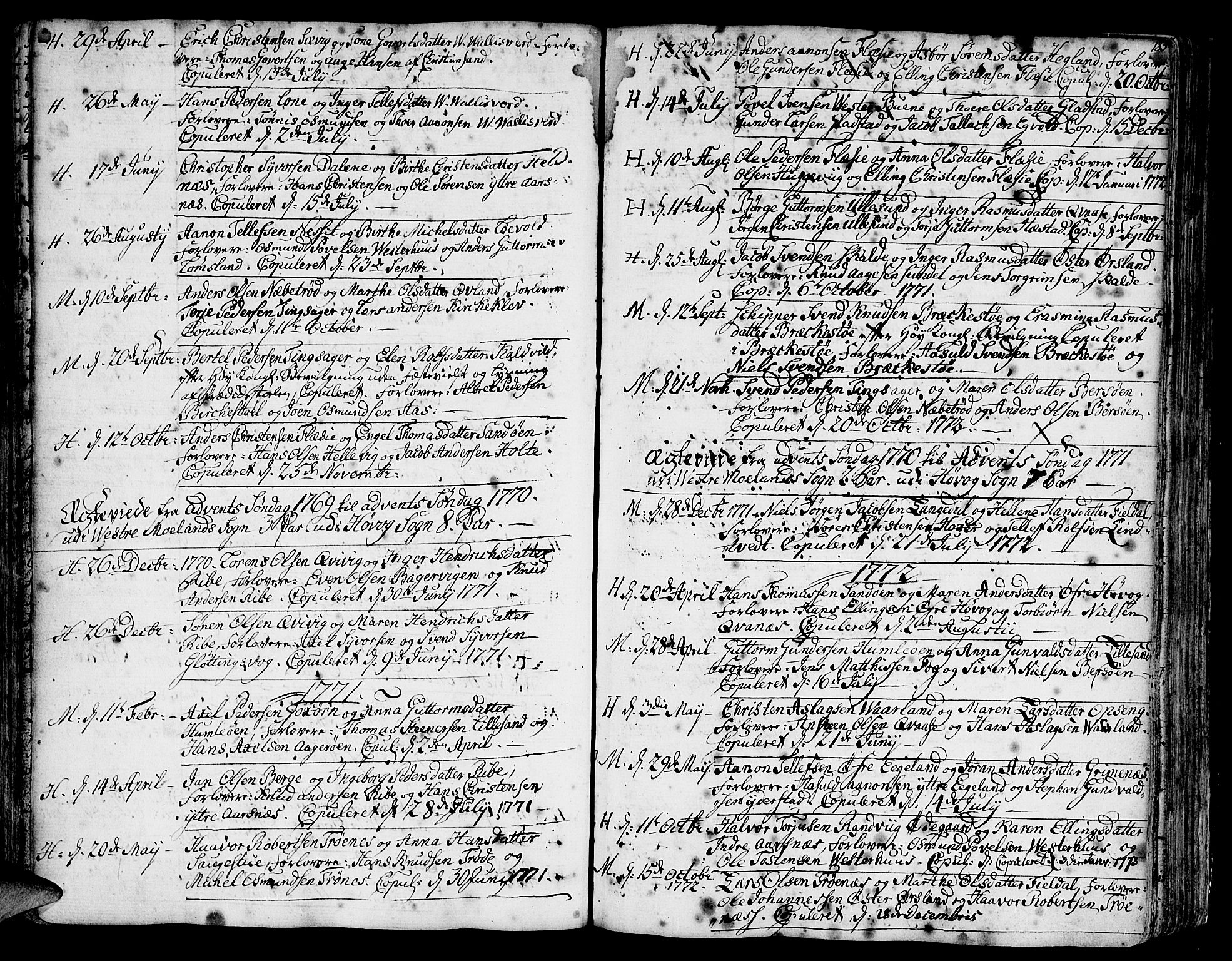 Vestre Moland sokneprestkontor, SAK/1111-0046/F/Fa/Fab/L0002: Parish register (official) no. A 2, 1760-1816, p. 185