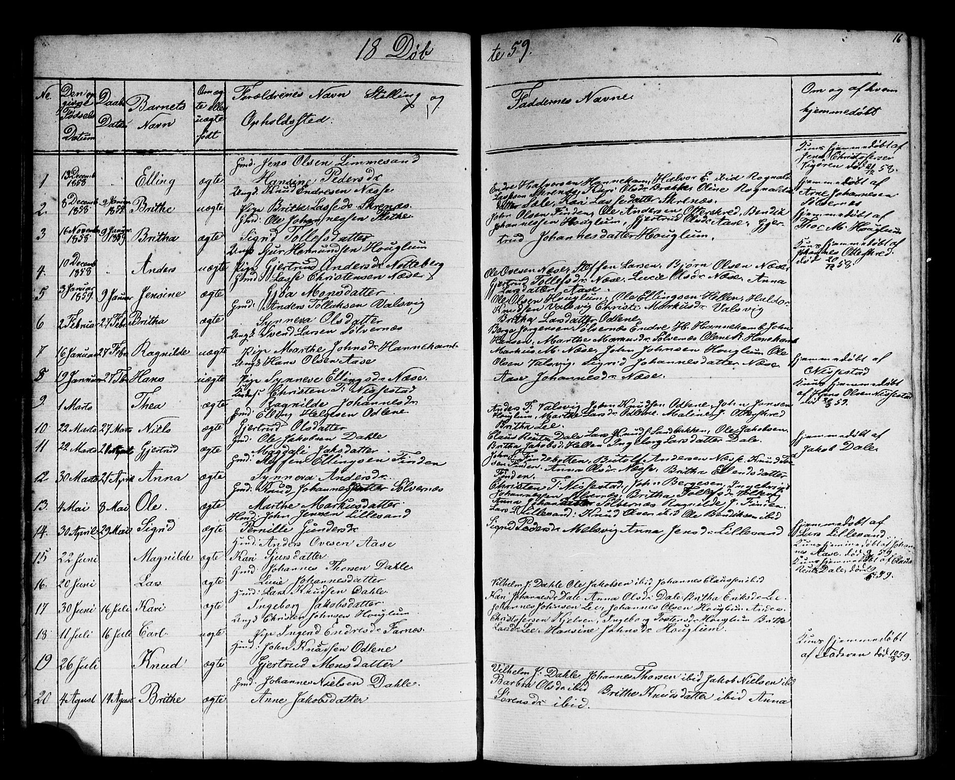 Vik sokneprestembete, SAB/A-81501: Parish register (copy) no. B 1, 1847-1877, p. 16