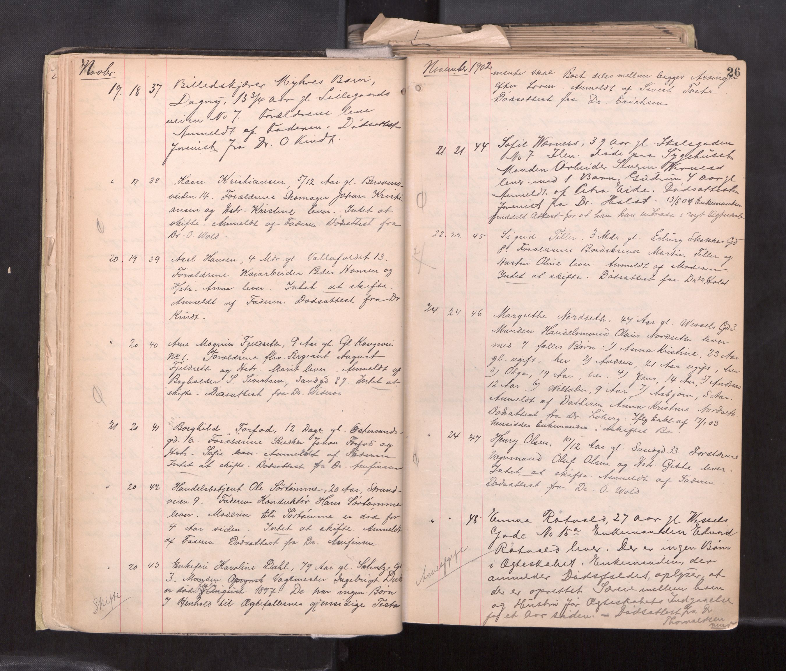 Trondheim byfogd, AV/SAT-A-0003/1/3/3L/L0006: Dødsanmeldelsesprotokoll - U, 1902-1908, p. 26