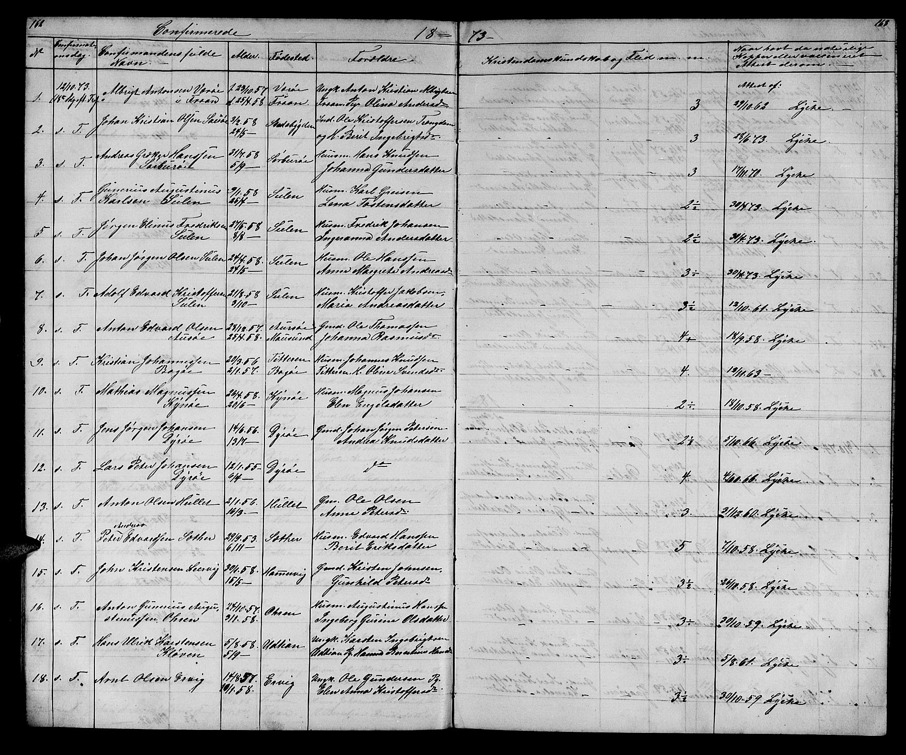 Ministerialprotokoller, klokkerbøker og fødselsregistre - Sør-Trøndelag, SAT/A-1456/640/L0583: Parish register (copy) no. 640C01, 1866-1877, p. 162-163