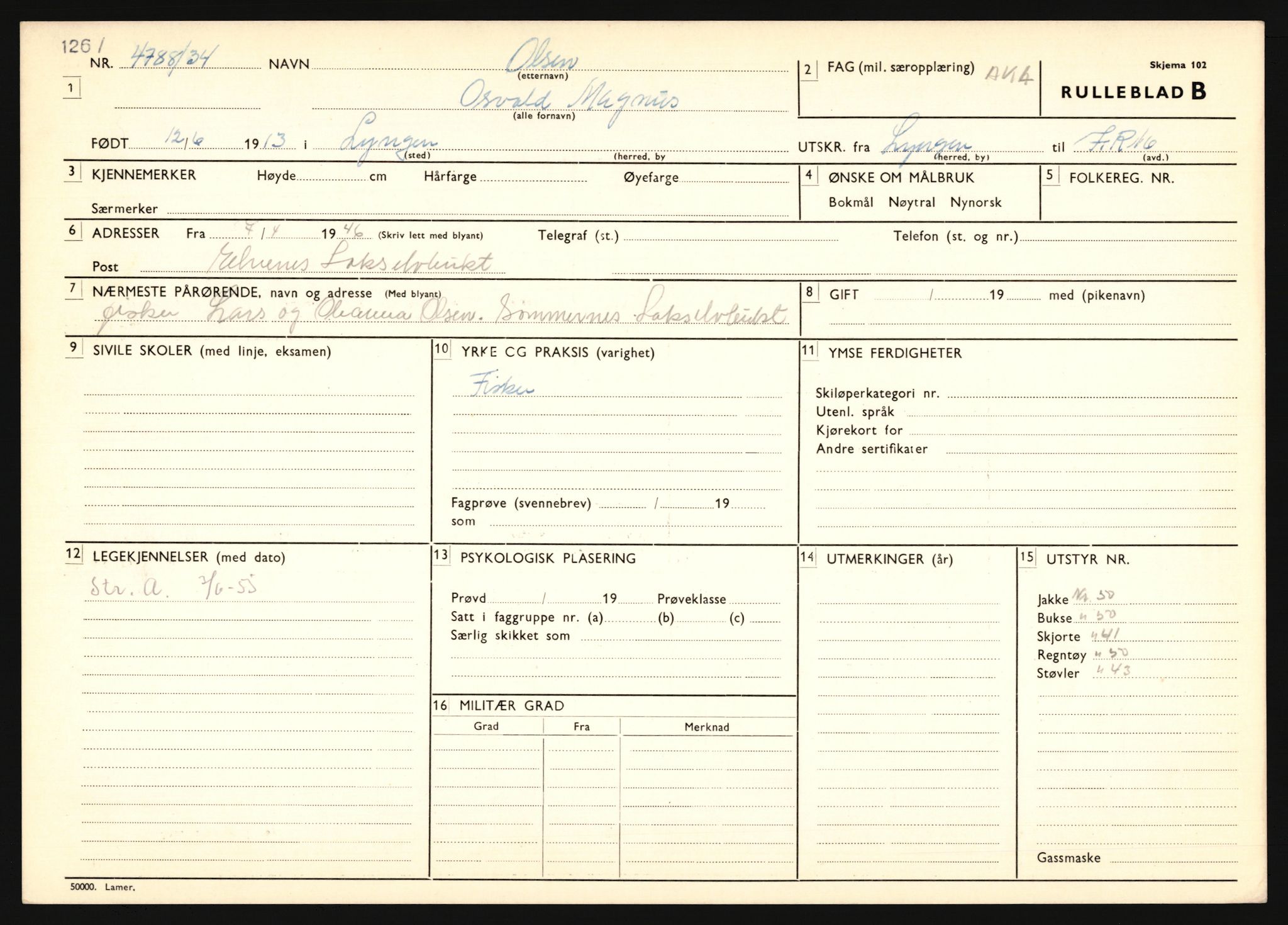 Forsvaret, Troms infanteriregiment nr. 16, AV/RA-RAFA-3146/P/Pa/L0018: Rulleblad for regimentets menige mannskaper, årsklasse 1934, 1934, p. 927