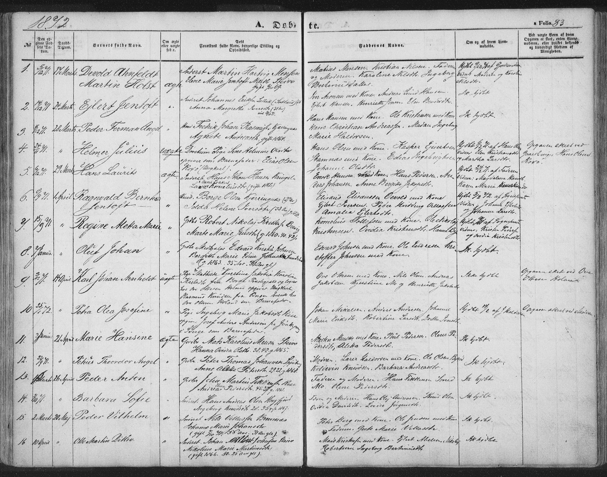 Ministerialprotokoller, klokkerbøker og fødselsregistre - Nordland, AV/SAT-A-1459/895/L1369: Parish register (official) no. 895A04, 1852-1872, p. 83