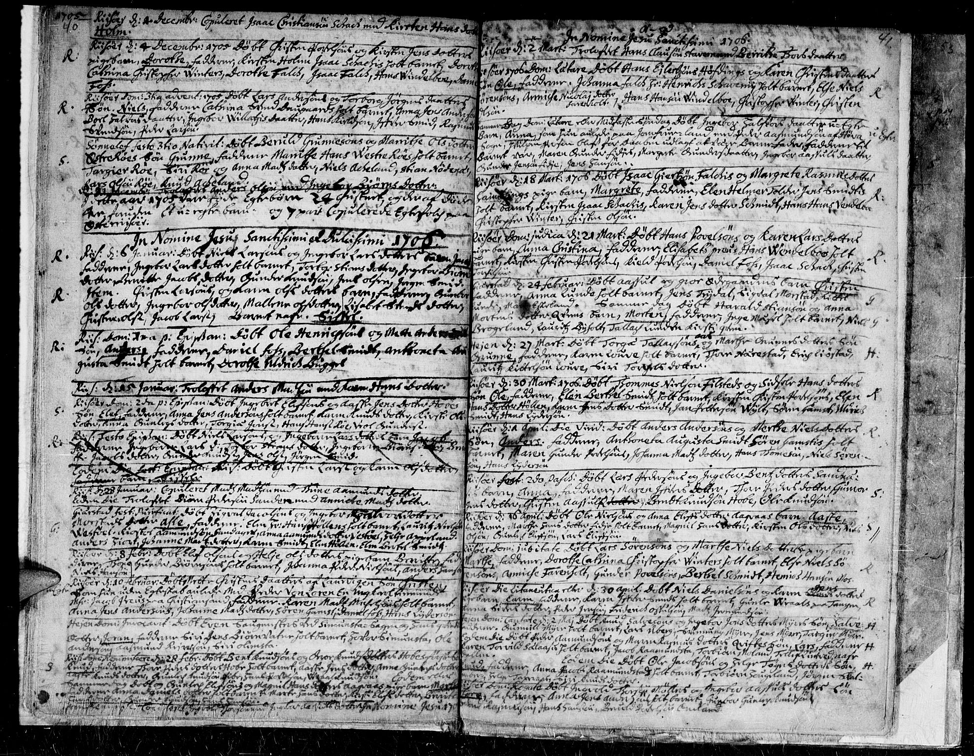 Gjerstad sokneprestkontor, AV/SAK-1111-0014/F/Fa/Faa/L0001: Parish register (official) no. A 1, 1695-1717, p. 40-41