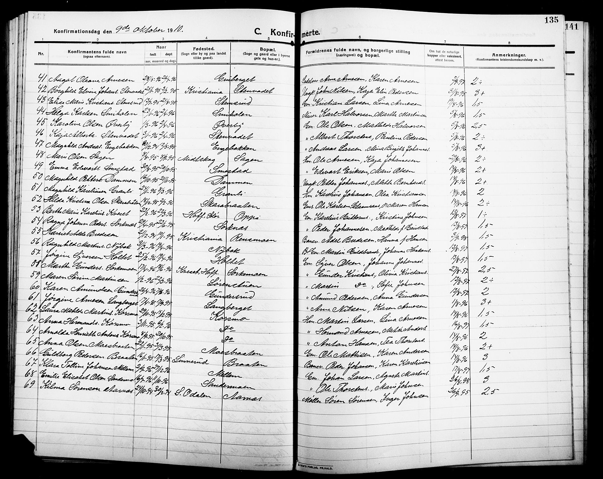 Grue prestekontor, AV/SAH-PREST-036/H/Ha/Hab/L0007: Parish register (copy) no. 7, 1910-1920, p. 135