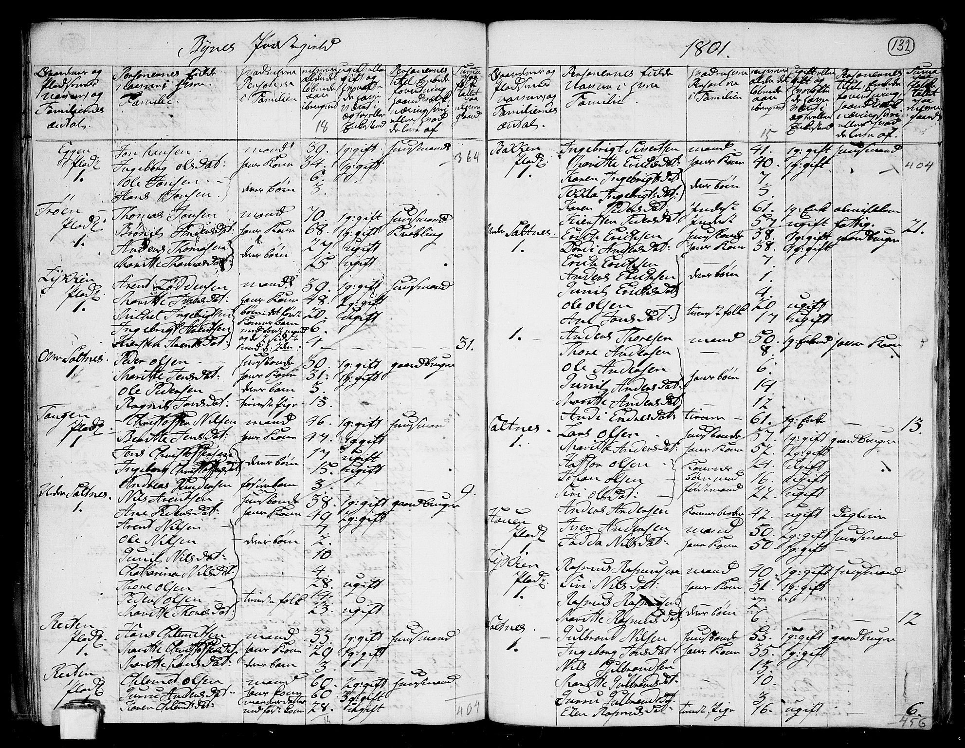 RA, 1801 census for 1655P Byneset, 1801, p. 131b-132a