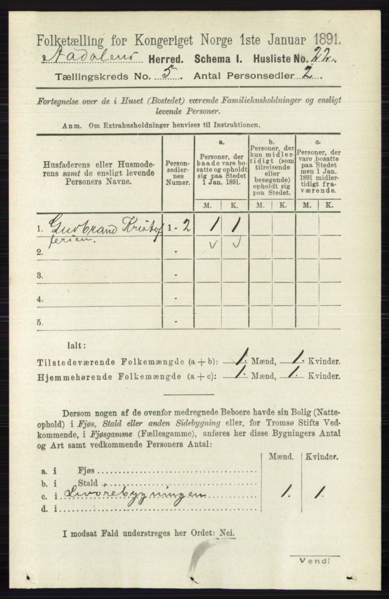 RA, 1891 census for 0614 Ådal, 1891, p. 1949