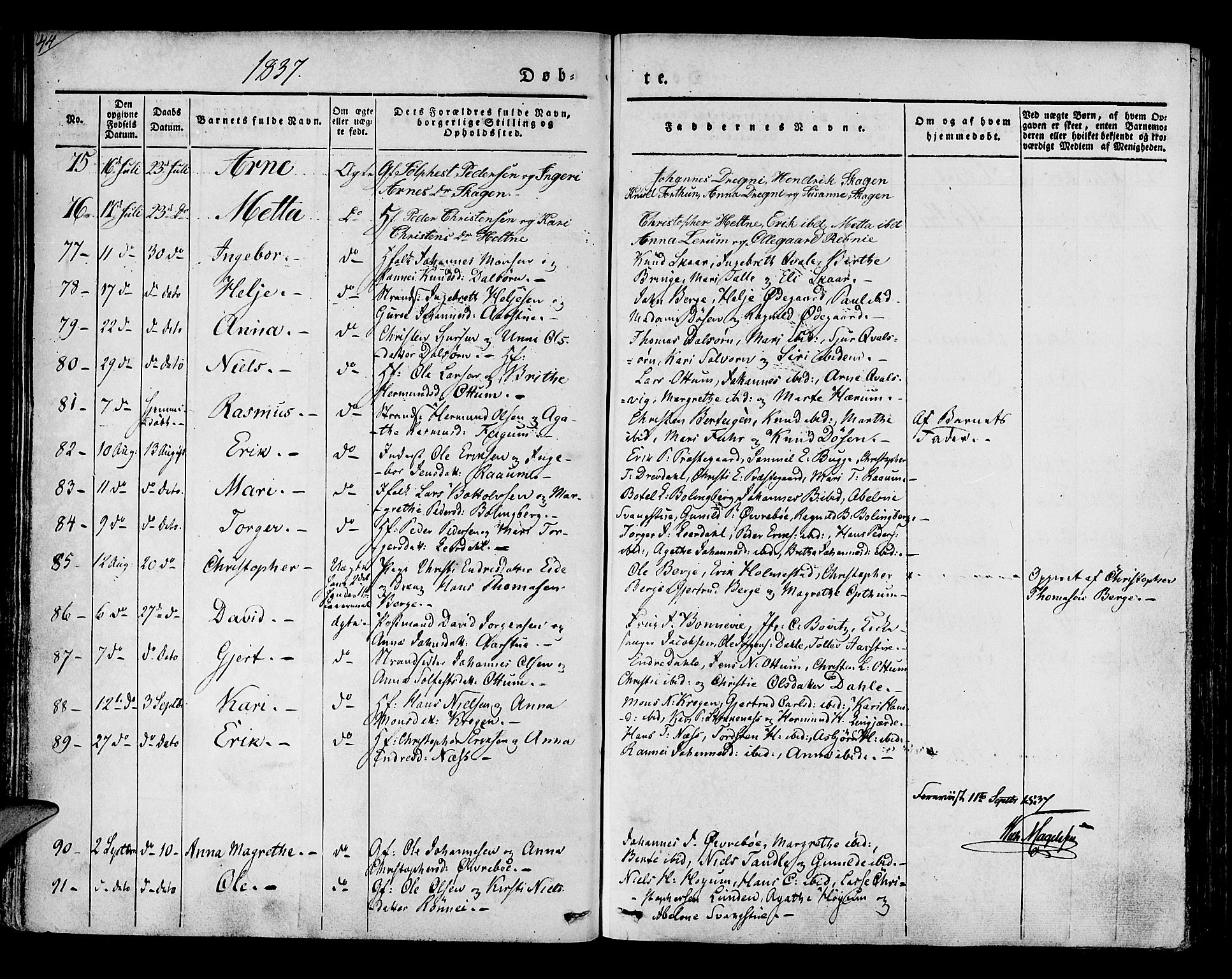 Luster sokneprestembete, AV/SAB-A-81101/H/Haa/Haaa/L0005: Parish register (official) no. A 5, 1831-1841, p. 44