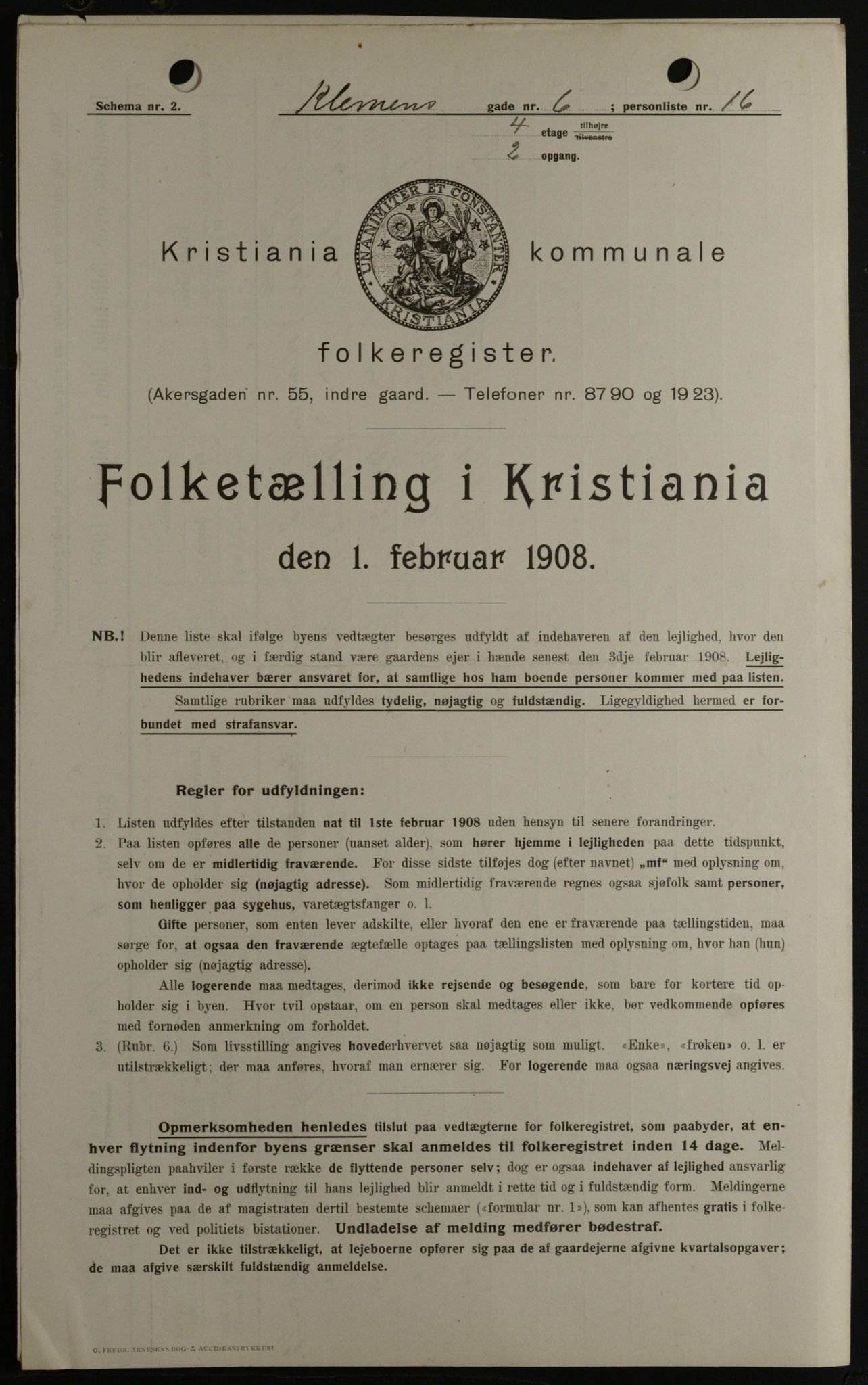 OBA, Municipal Census 1908 for Kristiania, 1908, p. 12077