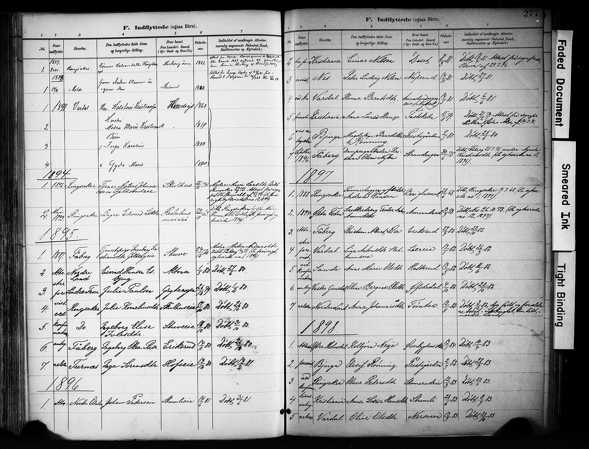 Biri prestekontor, SAH/PREST-096/H/Ha/Haa/L0009: Parish register (official) no. 9, 1887-1900, p. 277