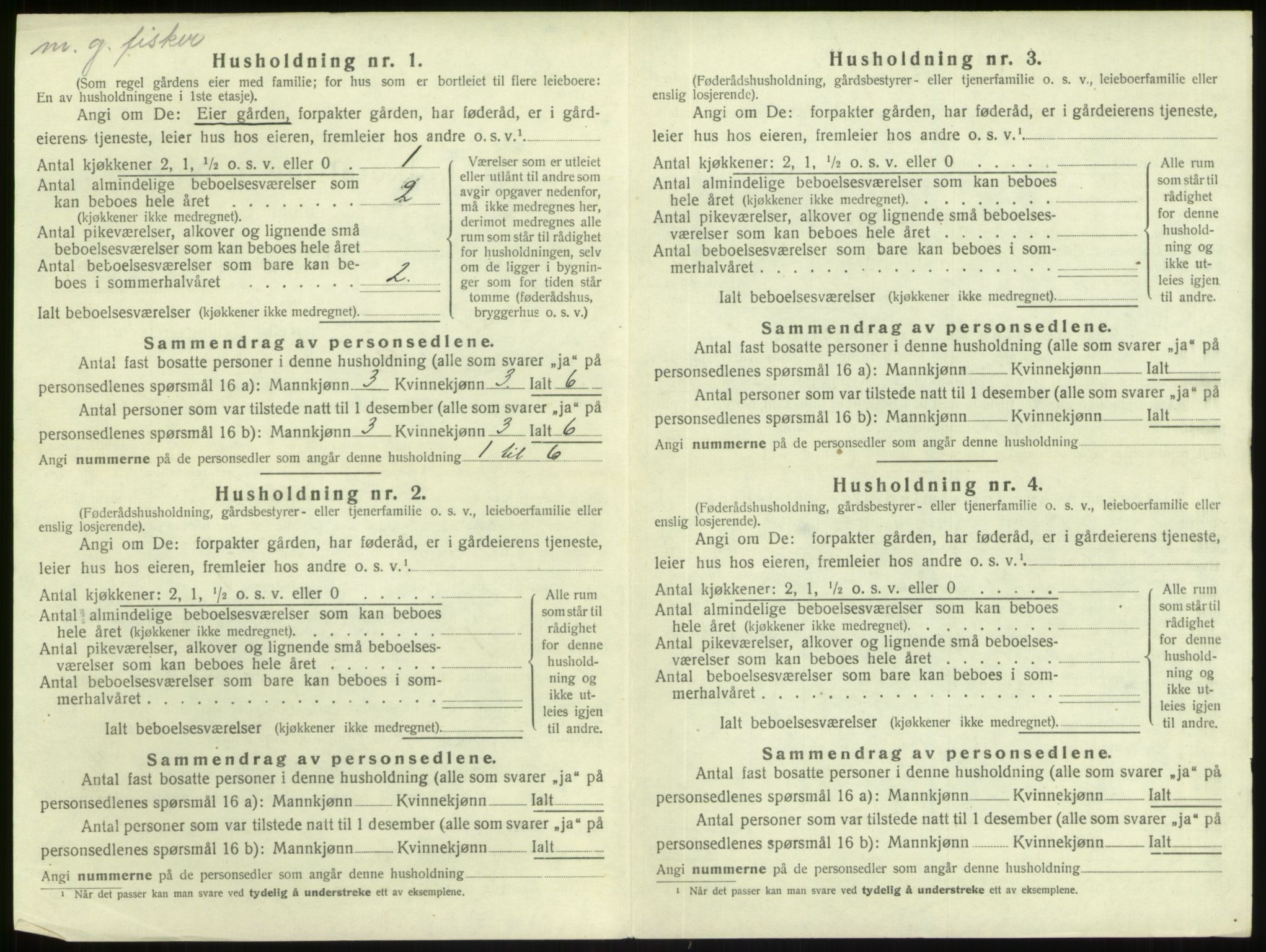 SAB, 1920 census for Gulen, 1920, p. 884