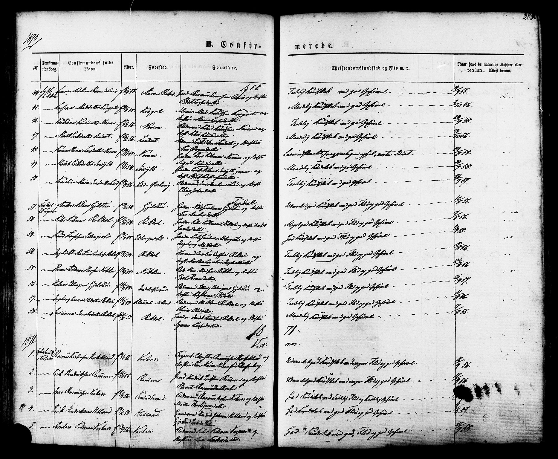 Ministerialprotokoller, klokkerbøker og fødselsregistre - Møre og Romsdal, SAT/A-1454/539/L0529: Parish register (official) no. 539A02, 1848-1872, p. 209