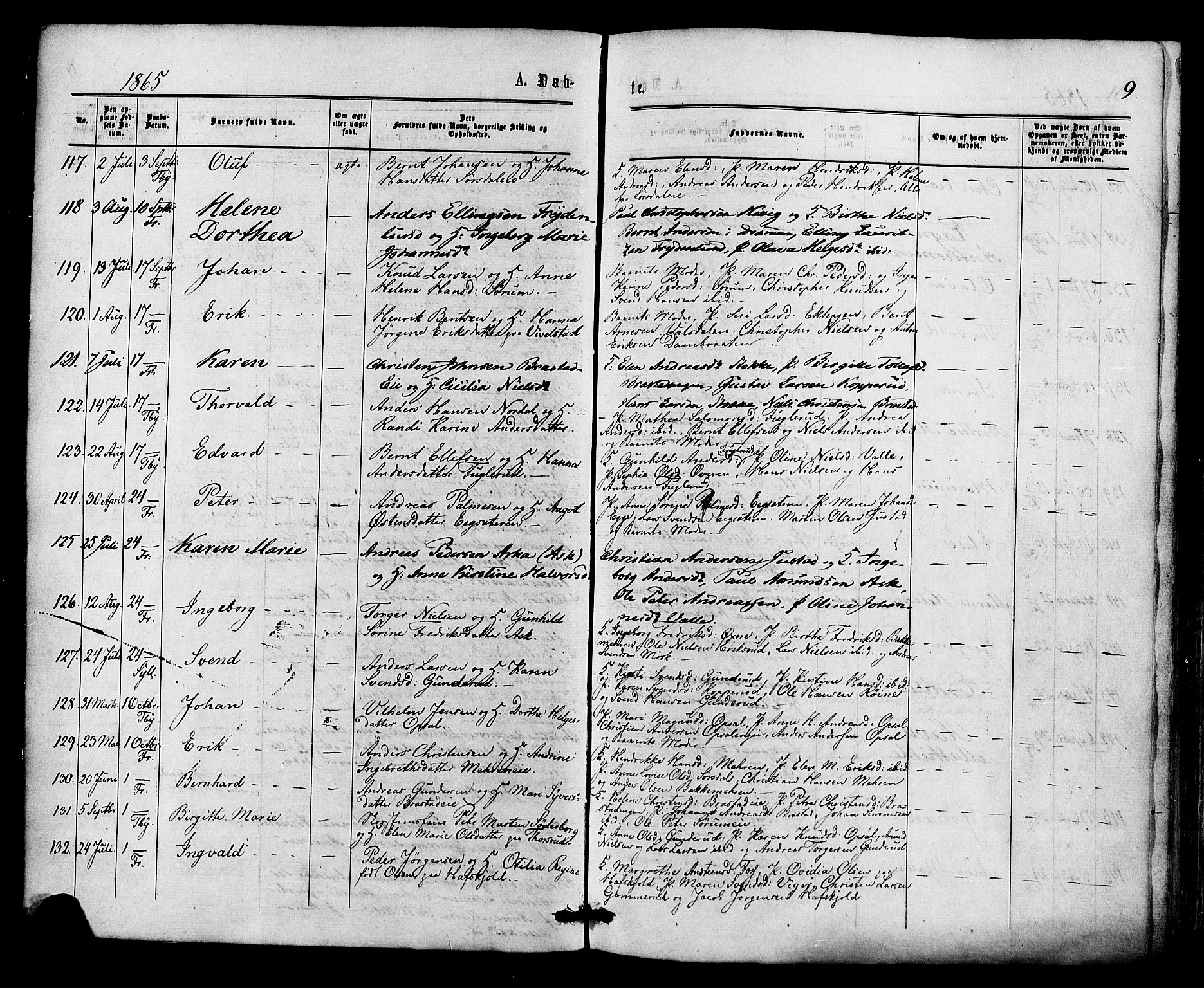 Lier kirkebøker, AV/SAKO-A-230/F/Fa/L0013: Parish register (official) no. I 13, 1865-1874, p. 9