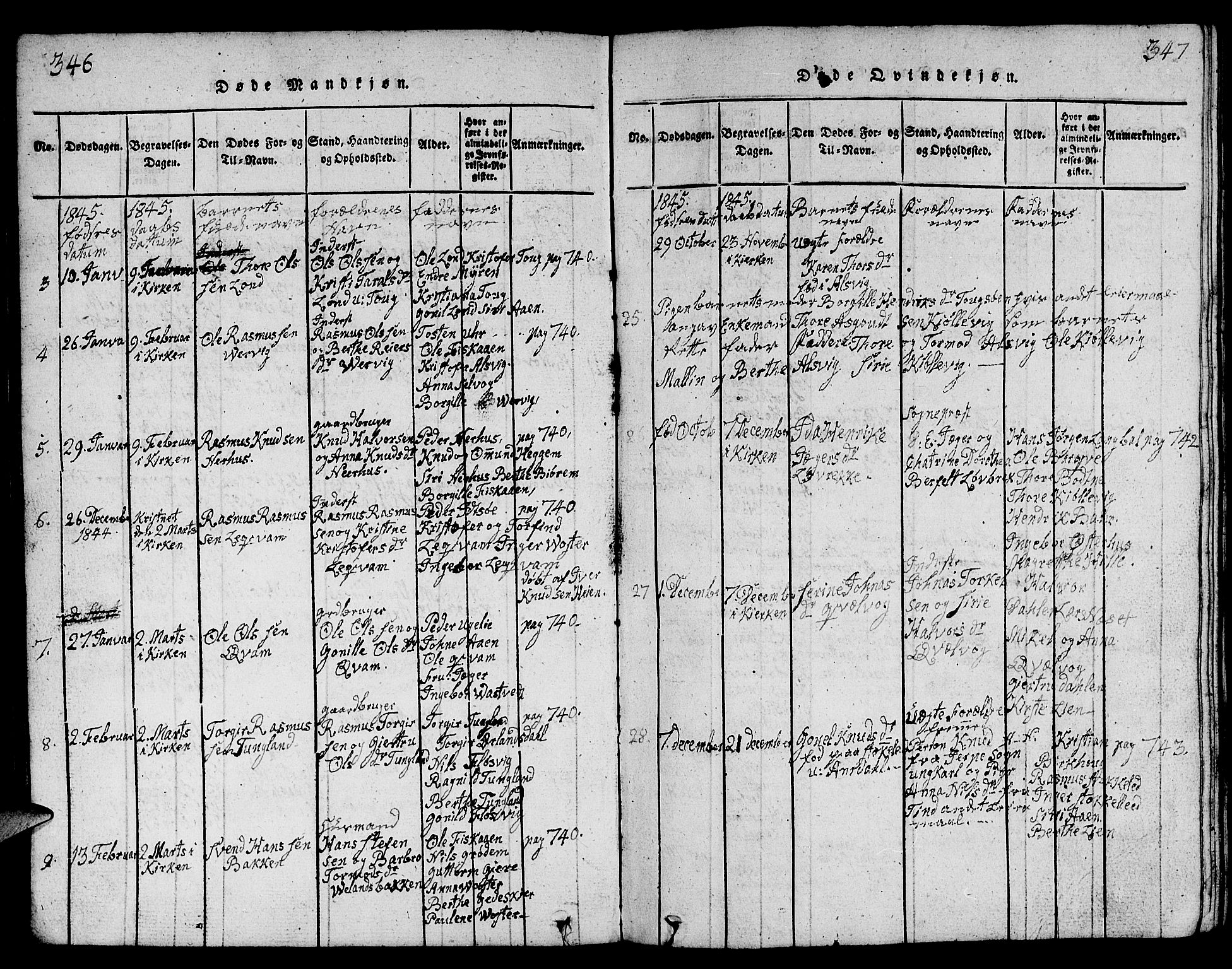 Strand sokneprestkontor, AV/SAST-A-101828/H/Ha/Hab/L0001: Parish register (copy) no. B 1, 1816-1854, p. 346-347