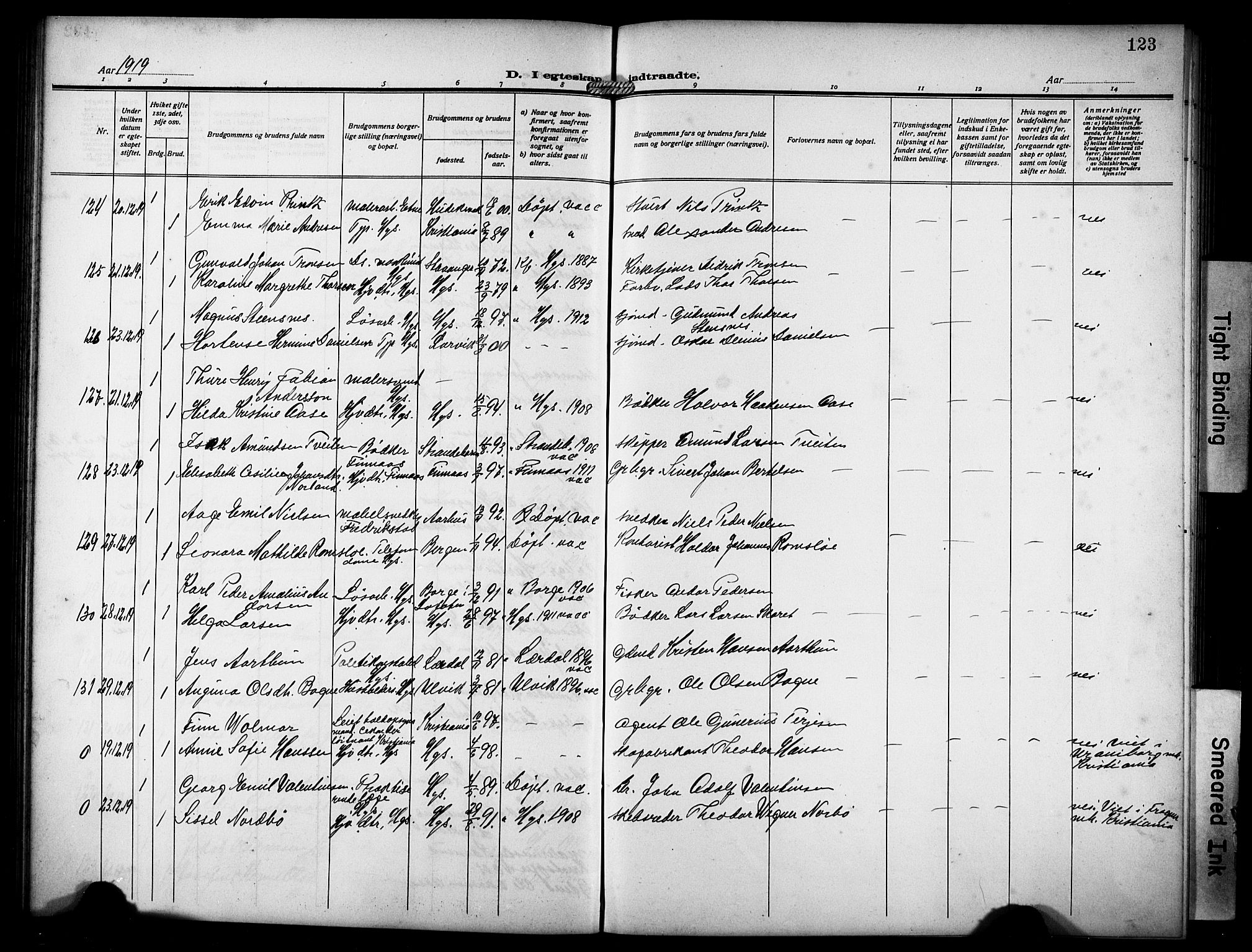 Haugesund sokneprestkontor, AV/SAST-A -101863/H/Ha/Hab/L0008: Parish register (copy) no. B 8, 1909-1921, p. 123