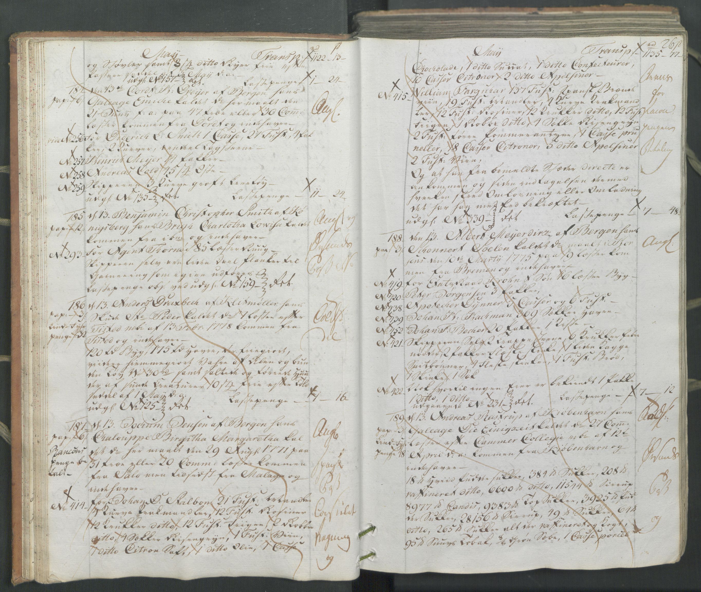 Generaltollkammeret, tollregnskaper, AV/RA-EA-5490/R26/L0222/0001: Tollregnskaper Bergen A / Inngående hovedtollbok, 1786, p. 25b-26a