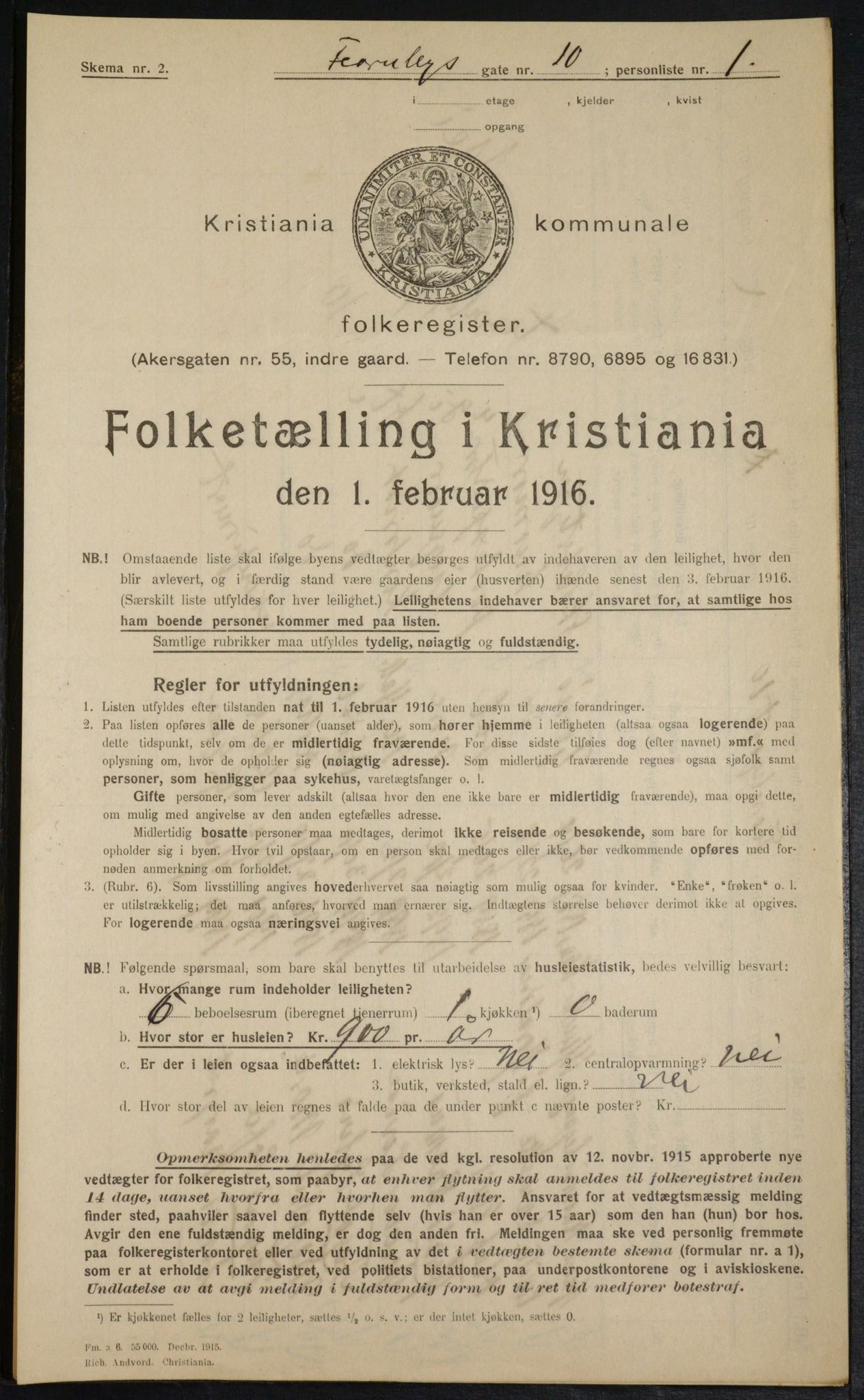 OBA, Municipal Census 1916 for Kristiania, 1916, p. 24349