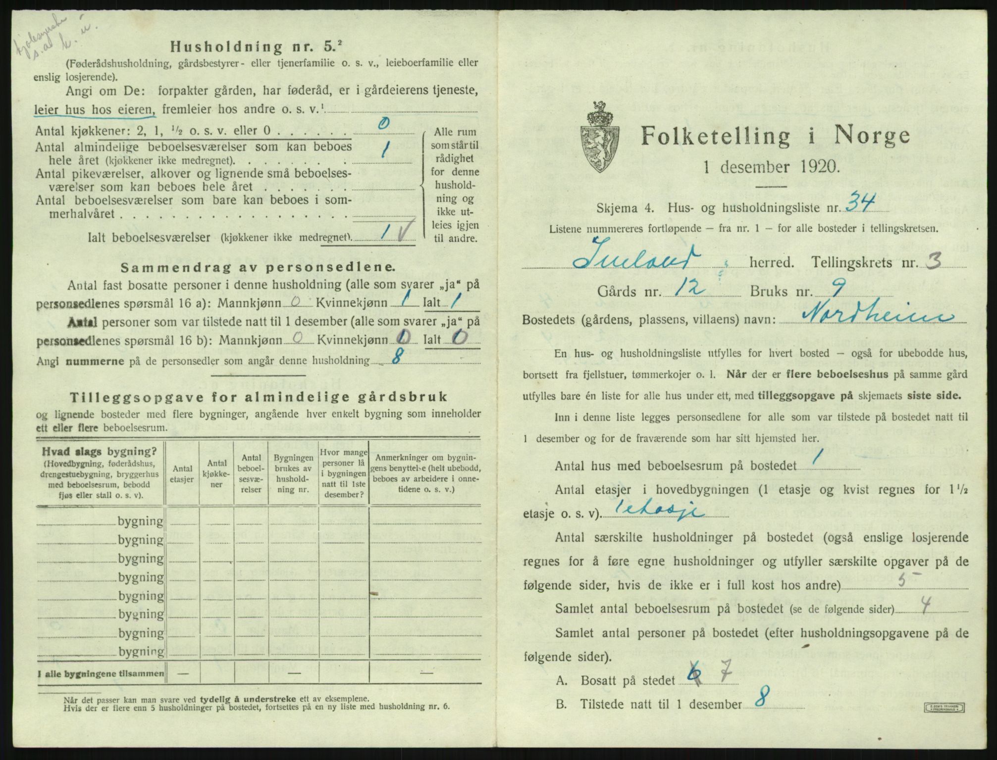 SAK, 1920 census for Iveland, 1920, p. 187