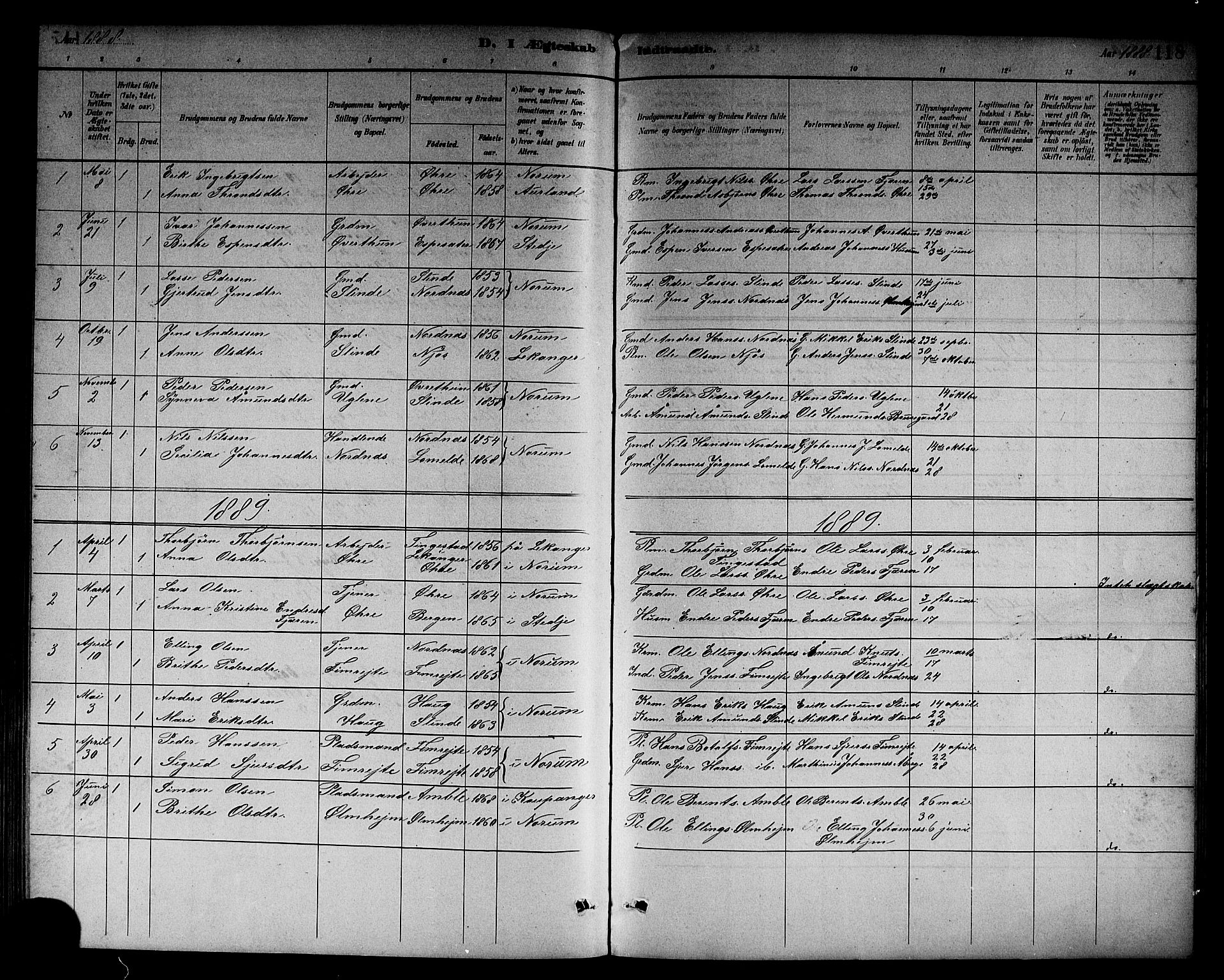 Sogndal sokneprestembete, SAB/A-81301/H/Hab/Habc/L0002: Parish register (copy) no. C 2, 1884-1910, p. 118