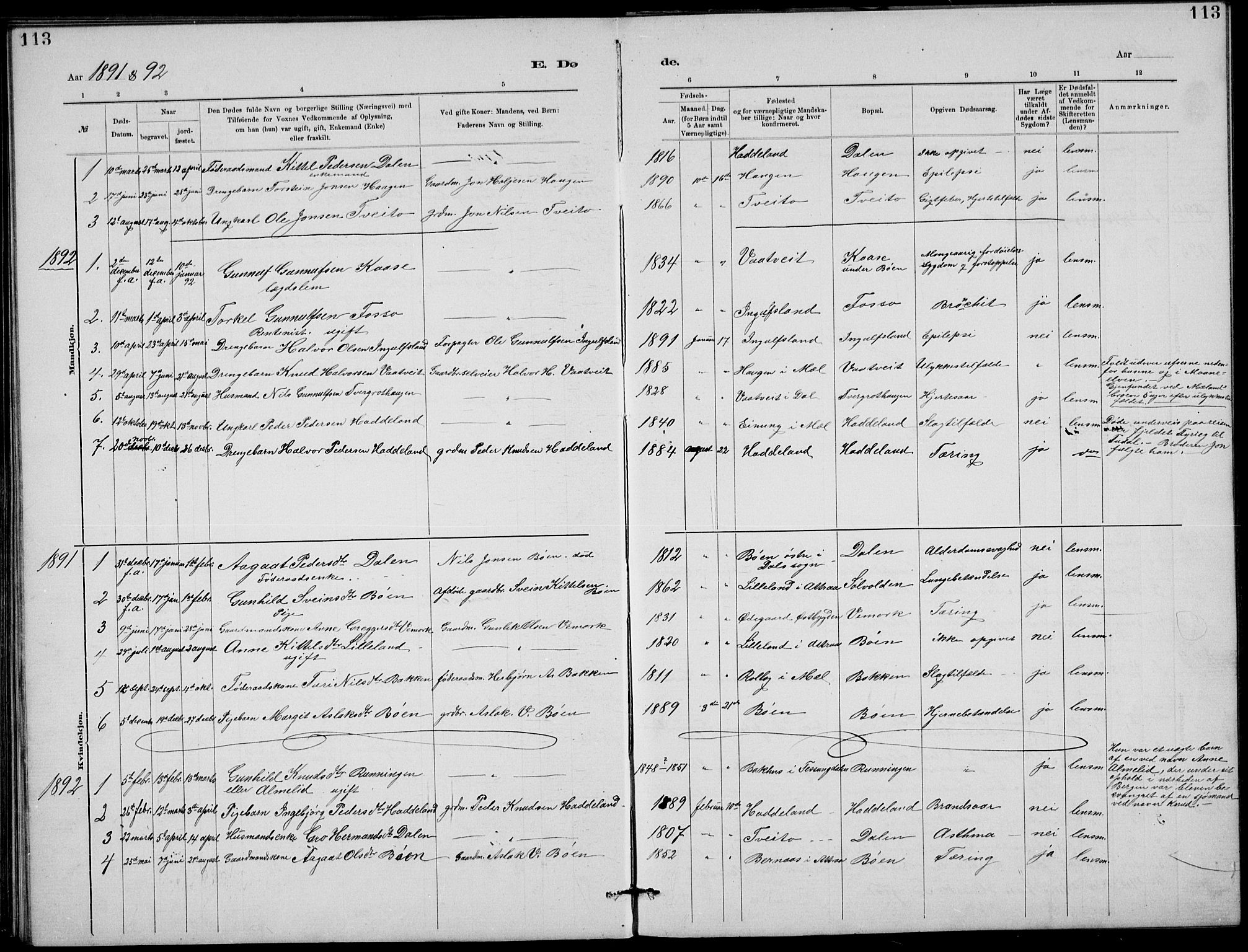 Rjukan kirkebøker, SAKO/A-294/G/Ga/L0001: Parish register (copy) no. 1, 1880-1914, p. 113