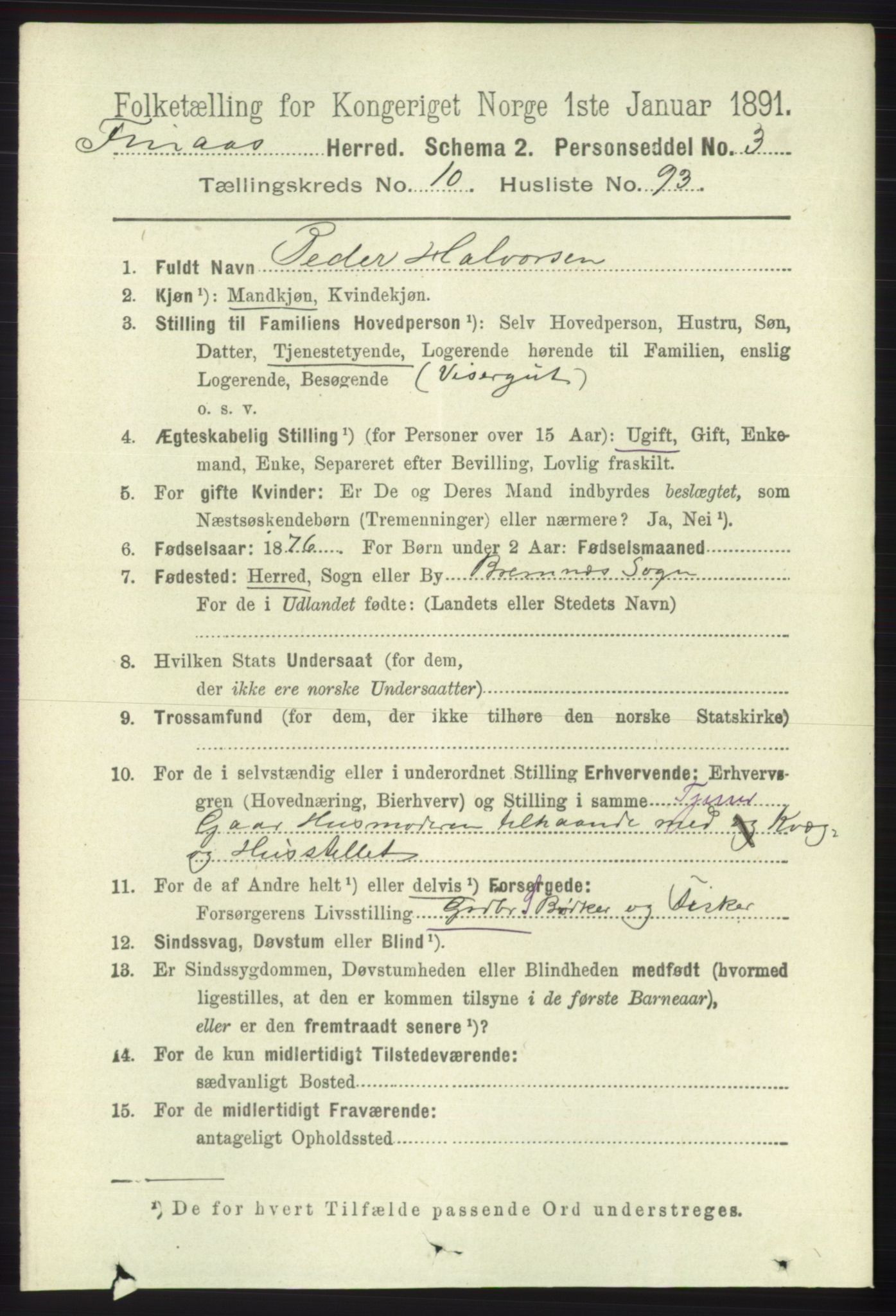 RA, 1891 census for 1218 Finnås, 1891, p. 5099