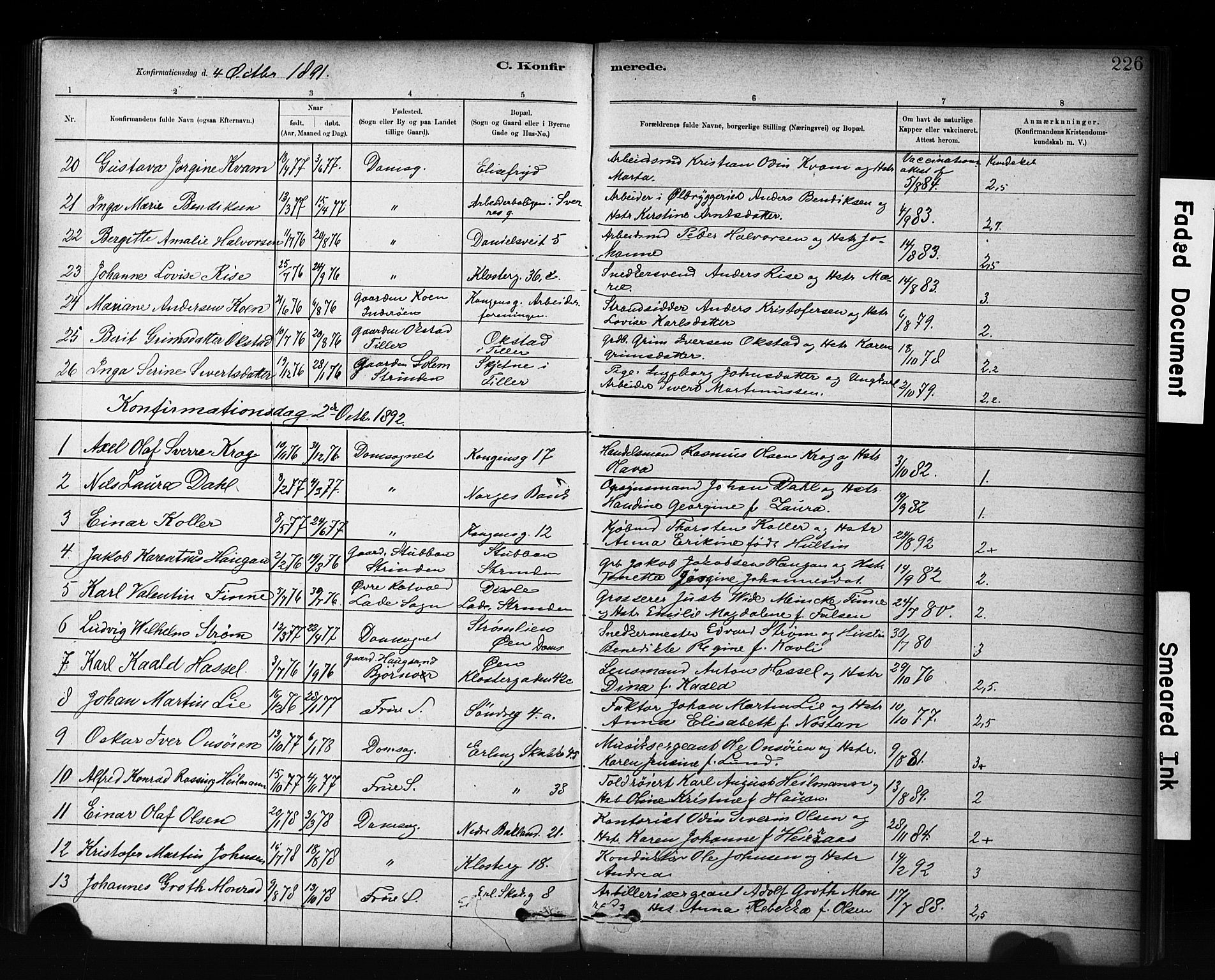 Ministerialprotokoller, klokkerbøker og fødselsregistre - Sør-Trøndelag, SAT/A-1456/601/L0071: Curate's parish register no. 601B04, 1882-1931, p. 226