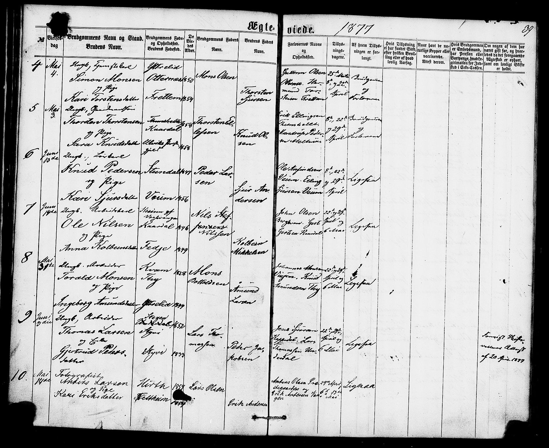 Aurland sokneprestembete, AV/SAB-A-99937/H/Ha/Haa/L0010: Parish register (official) no. A 10, 1859-1879, p. 39