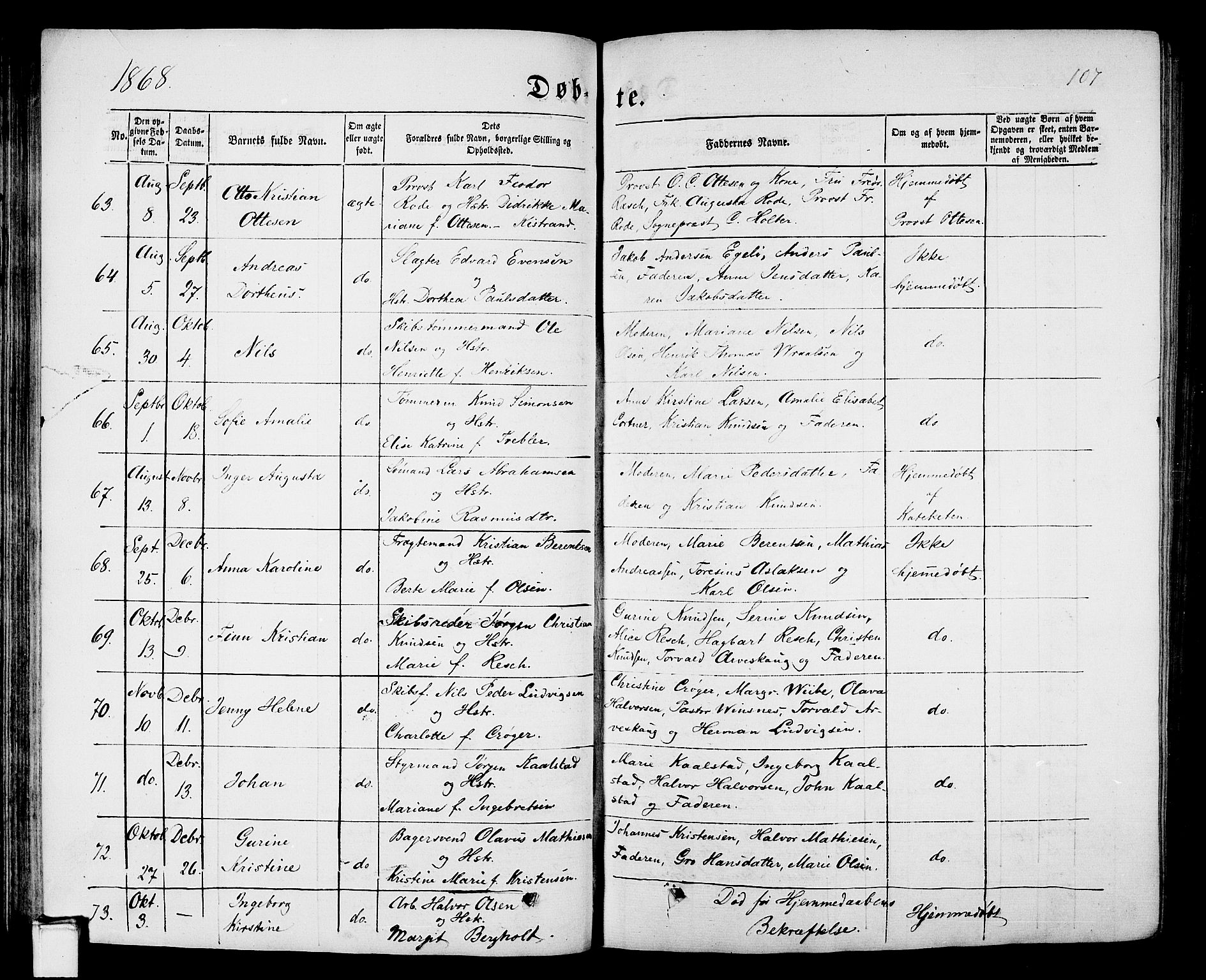 Porsgrunn kirkebøker , SAKO/A-104/G/Gb/L0004: Parish register (copy) no. II 4, 1853-1882, p. 107