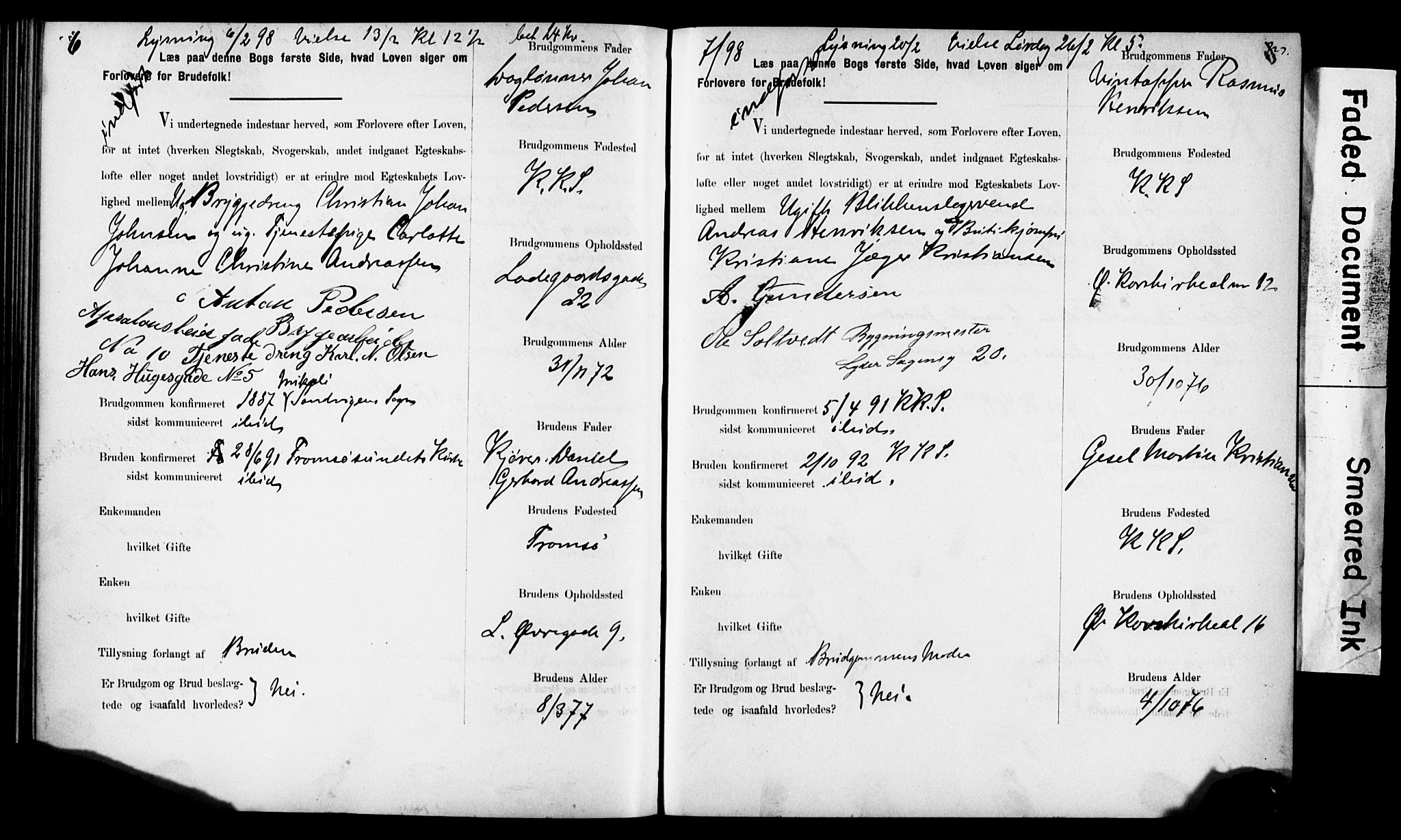 Korskirken sokneprestembete, AV/SAB-A-76101: Best man's statements no. II.5.6, 1889-1898, p. 327