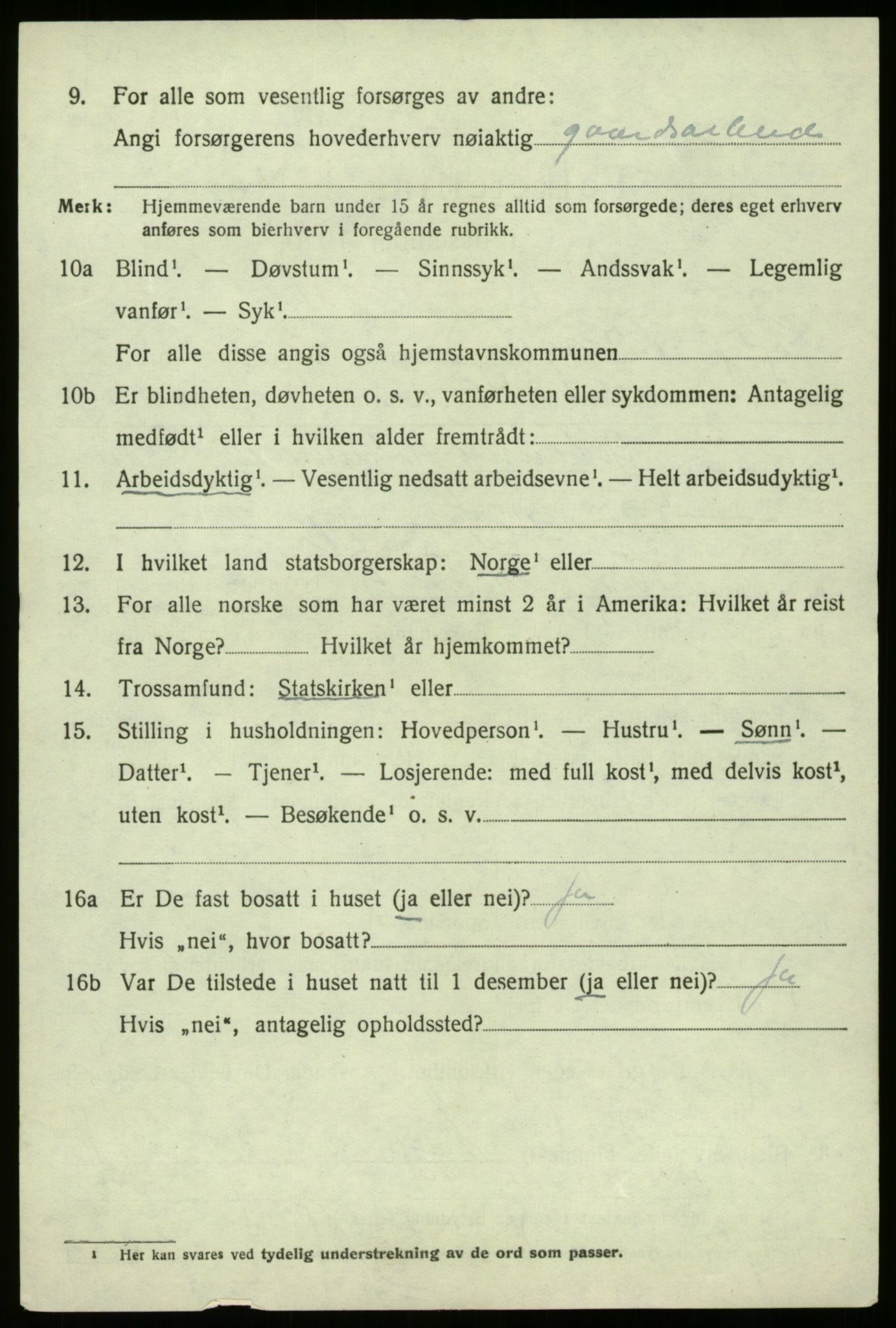 SAB, 1920 census for Borgund, 1920, p. 1087