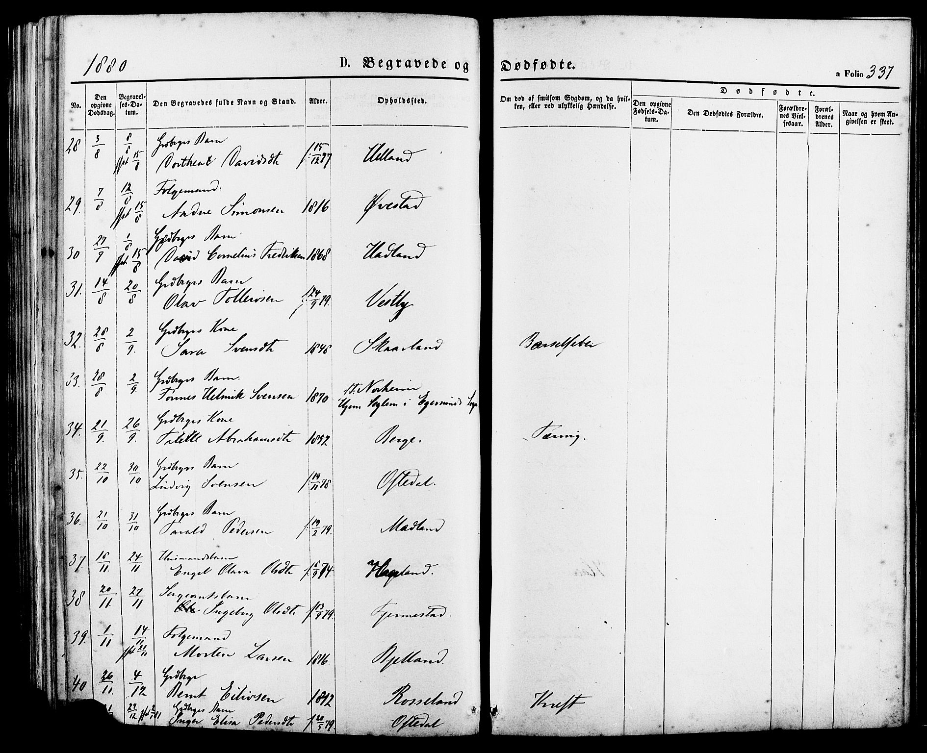 Lye sokneprestkontor, AV/SAST-A-101794/001/30BA/L0008: Parish register (official) no. A 7, 1872-1881, p. 337