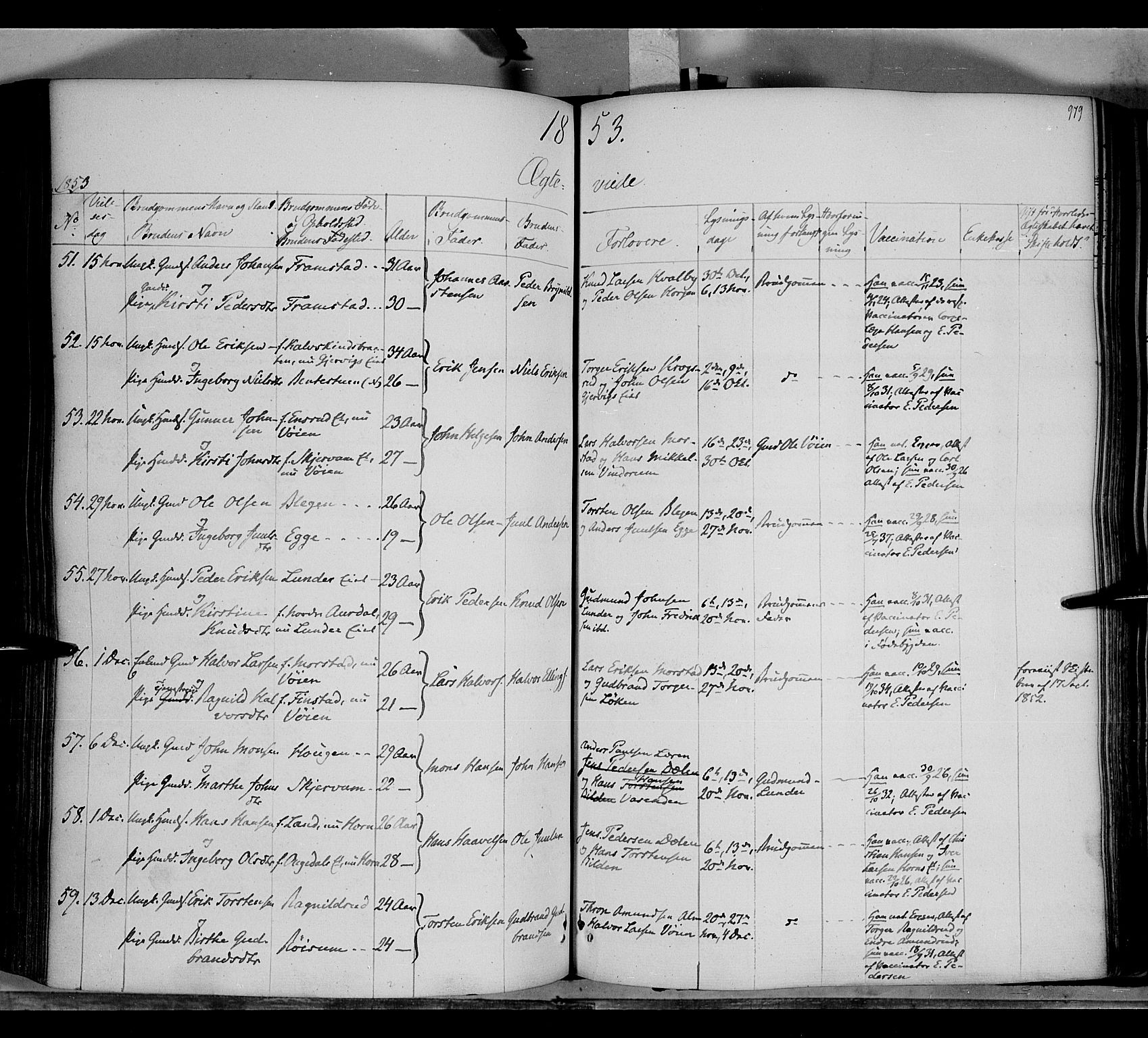 Gran prestekontor, SAH/PREST-112/H/Ha/Haa/L0011: Parish register (official) no. 11, 1842-1856, p. 978-979