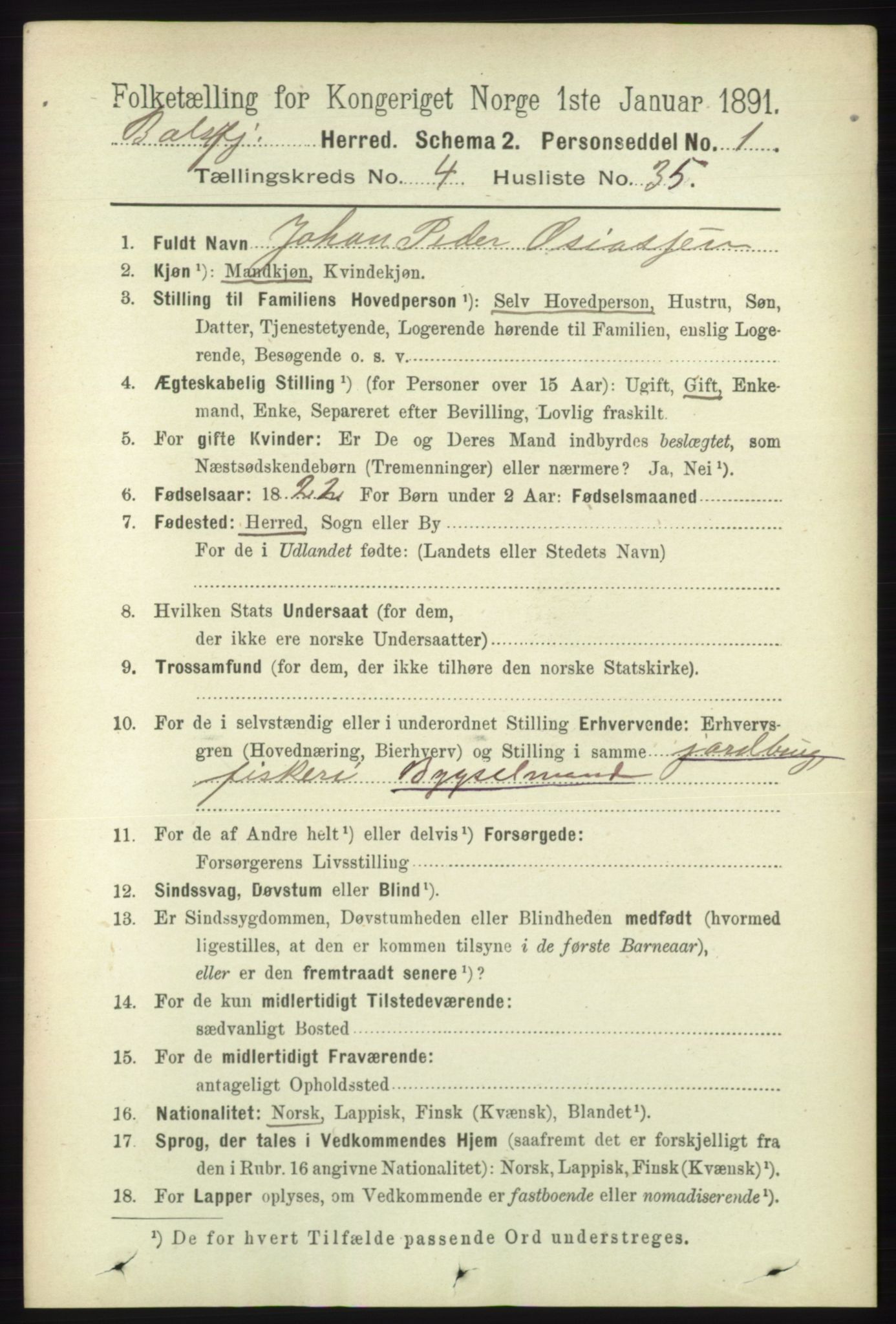 RA, 1891 census for 1933 Balsfjord, 1891, p. 1368