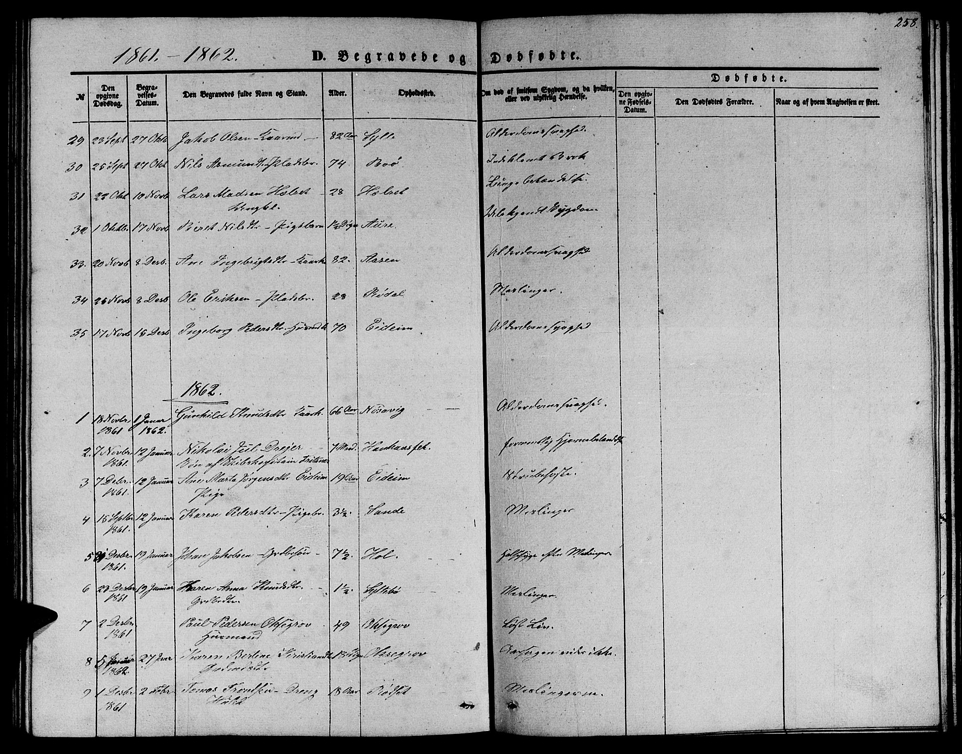Ministerialprotokoller, klokkerbøker og fødselsregistre - Møre og Romsdal, SAT/A-1454/565/L0753: Parish register (copy) no. 565C02, 1845-1870, p. 258