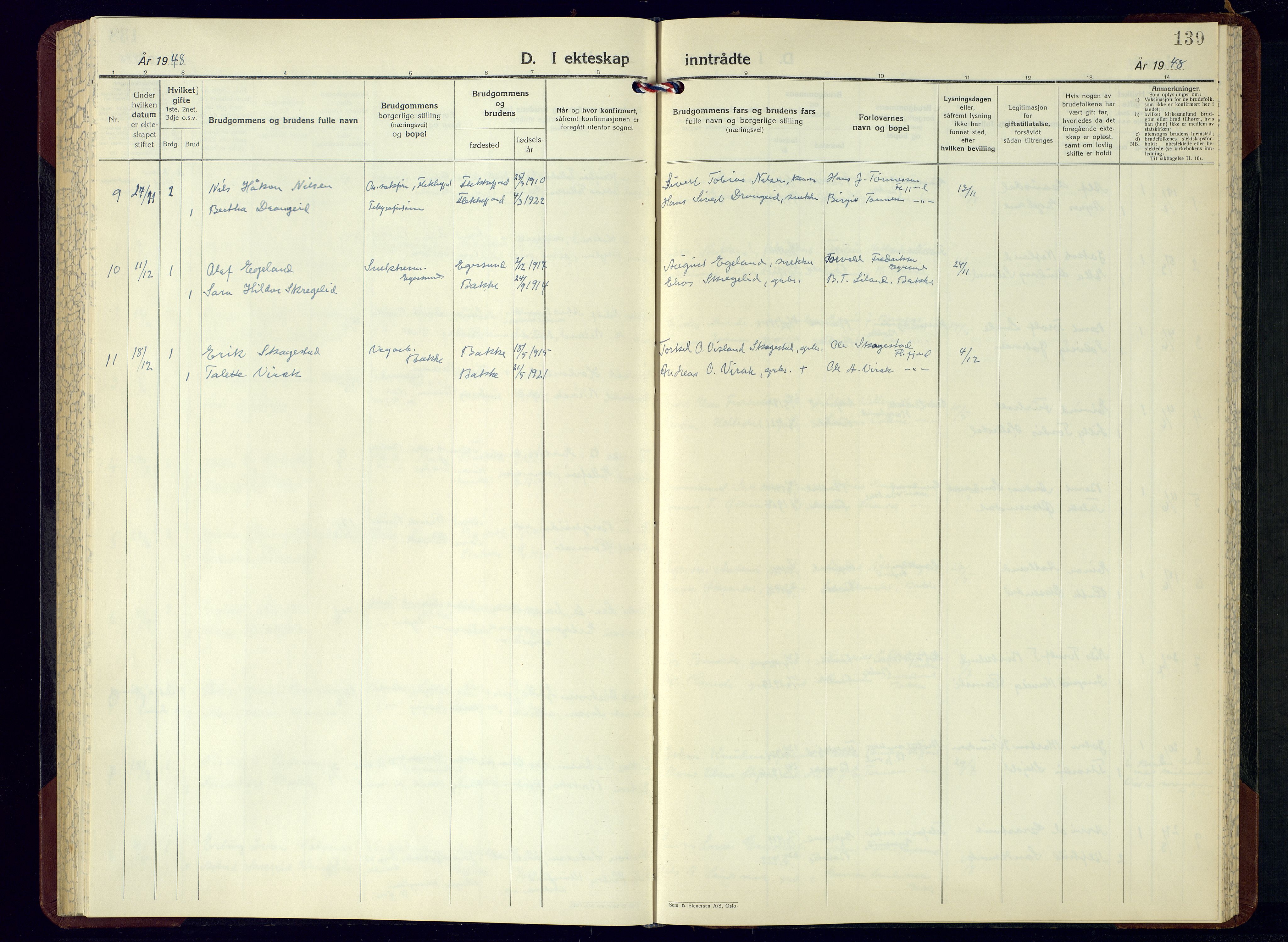 Bakke sokneprestkontor, AV/SAK-1111-0002/F/Fb/Fba/L0005: Parish register (copy) no. B 5, 1947-1971, p. 139