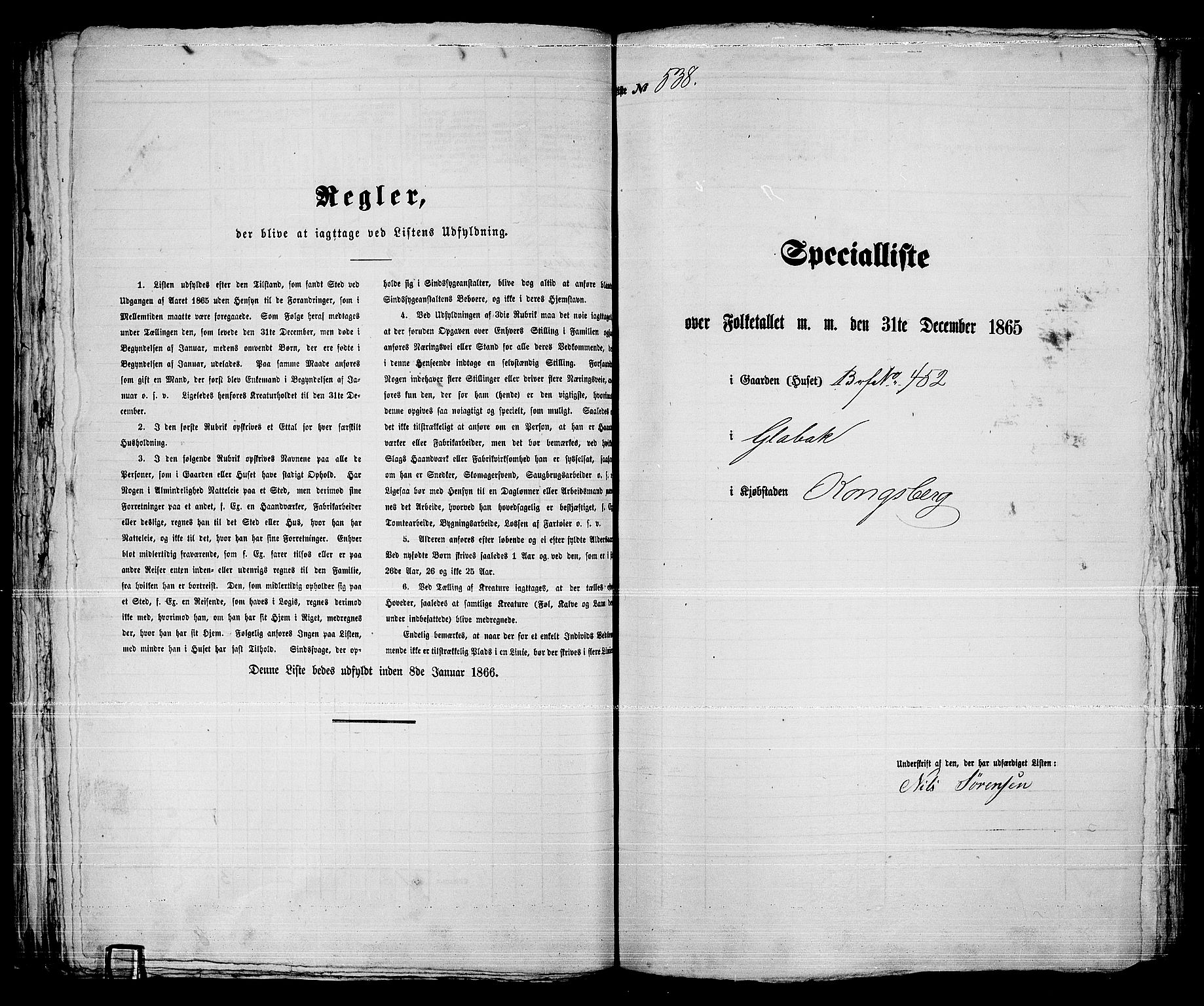 RA, 1865 census for Kongsberg/Kongsberg, 1865, p. 1088