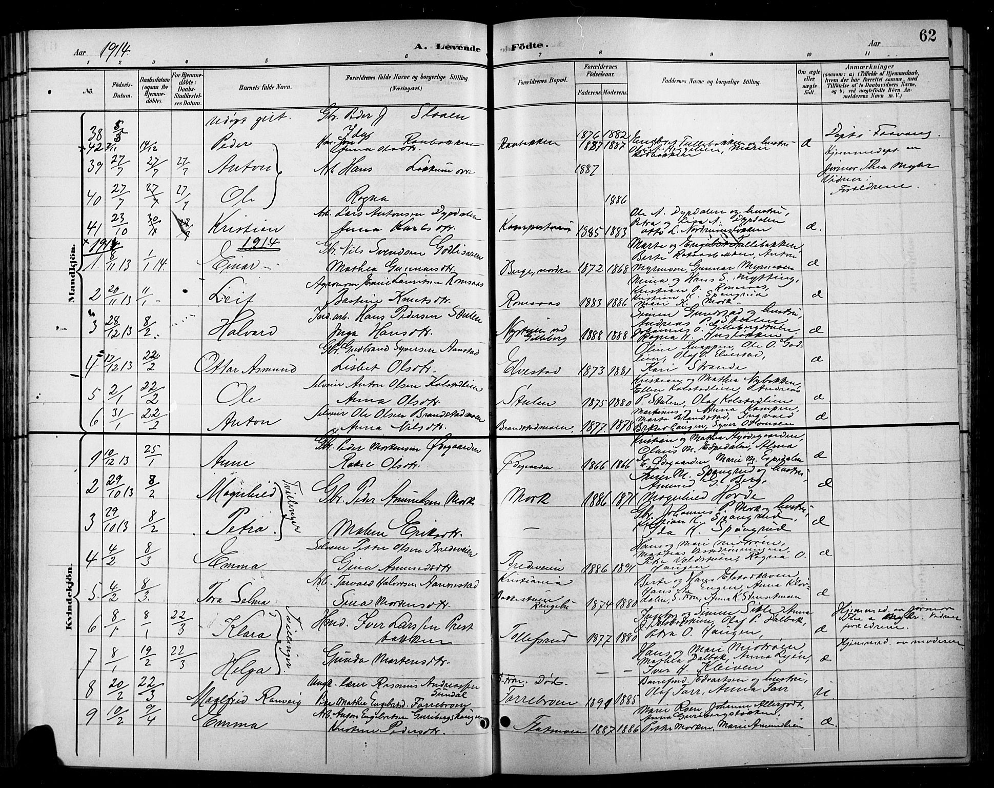 Ringebu prestekontor, AV/SAH-PREST-082/H/Ha/Hab/L0009: Parish register (copy) no. 9, 1899-1921, p. 62