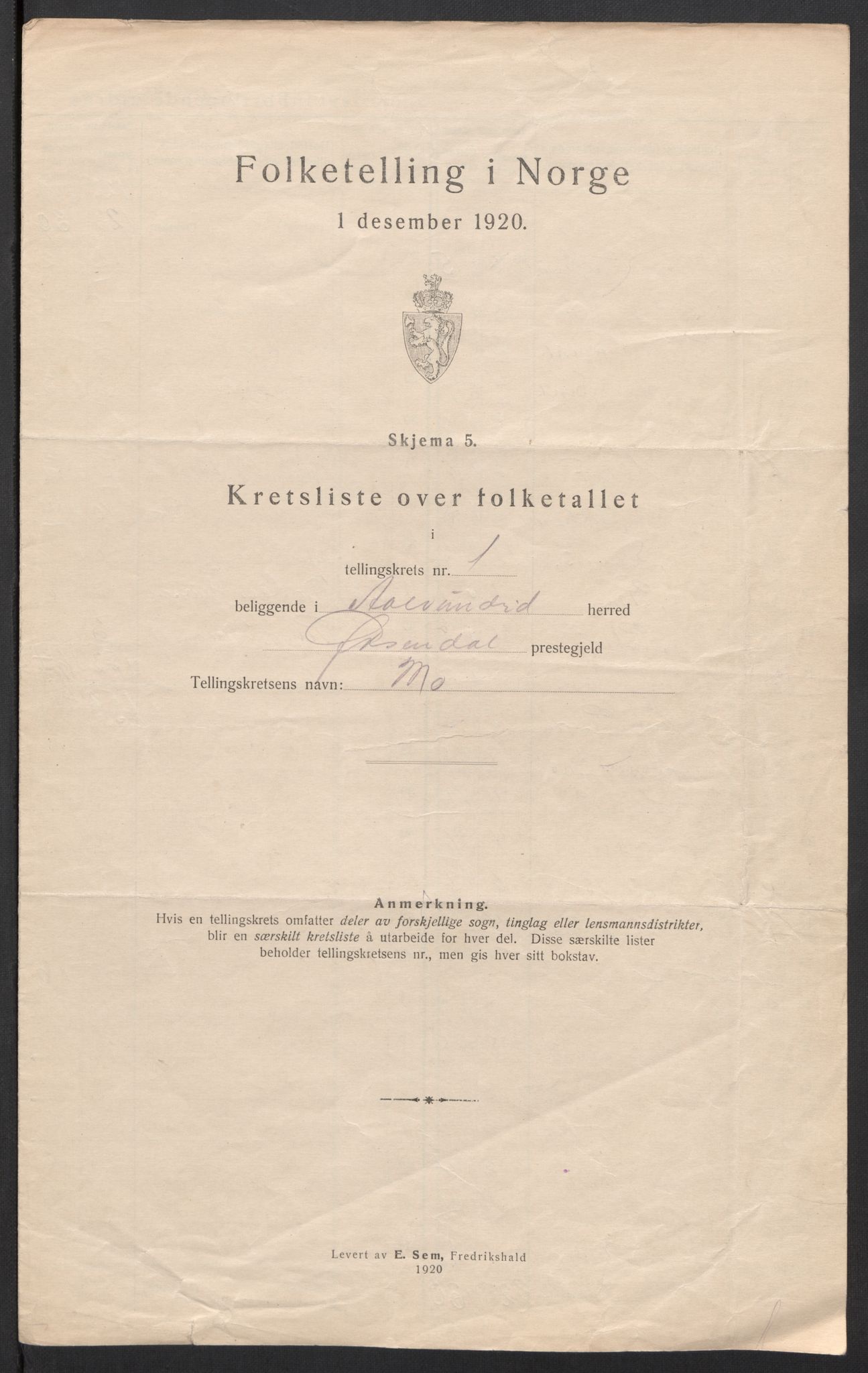 SAT, 1920 census for Ålvundeid, 1920, p. 9