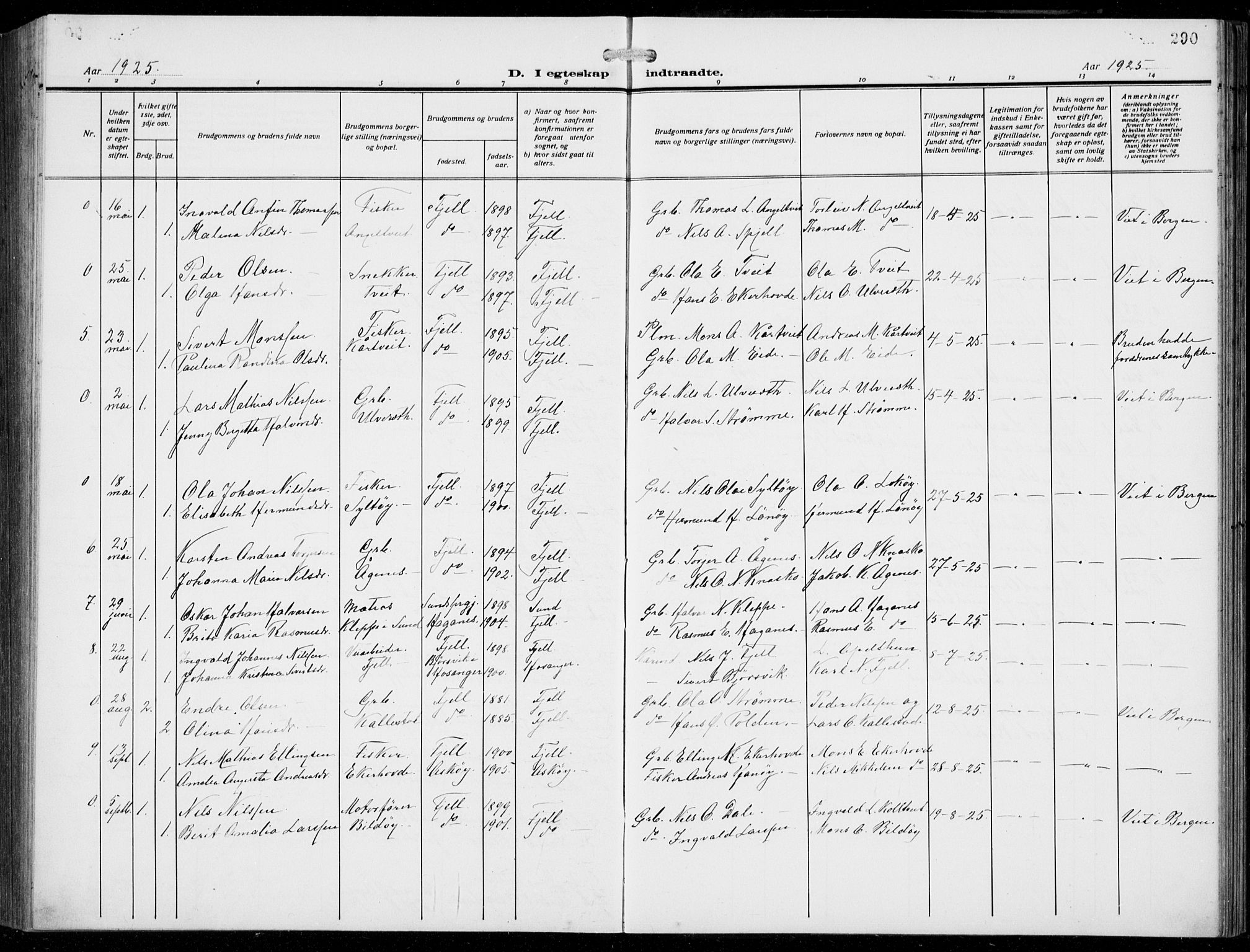 Fjell sokneprestembete, AV/SAB-A-75301/H/Hab: Parish register (copy) no. A  6, 1918-1936, p. 290