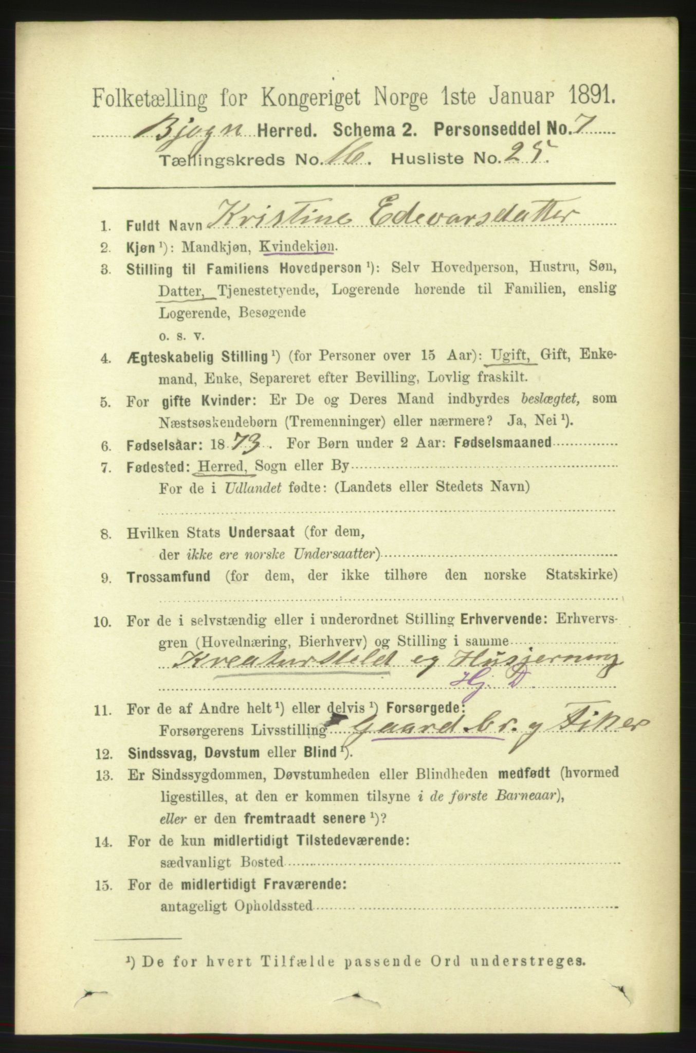 RA, 1891 census for 1627 Bjugn, 1891, p. 4585