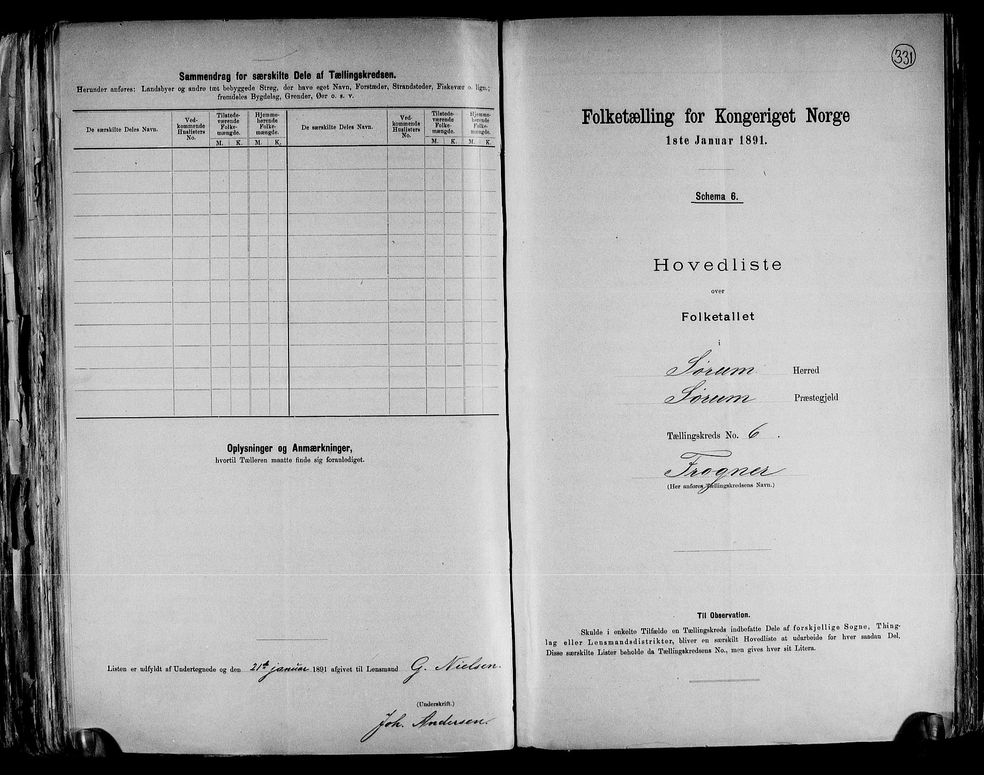 RA, 1891 census for 0226 Sørum, 1891, p. 16